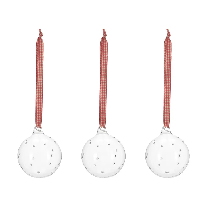 Grace kerstbal met strik 3-pack - Rood - Scandi Living