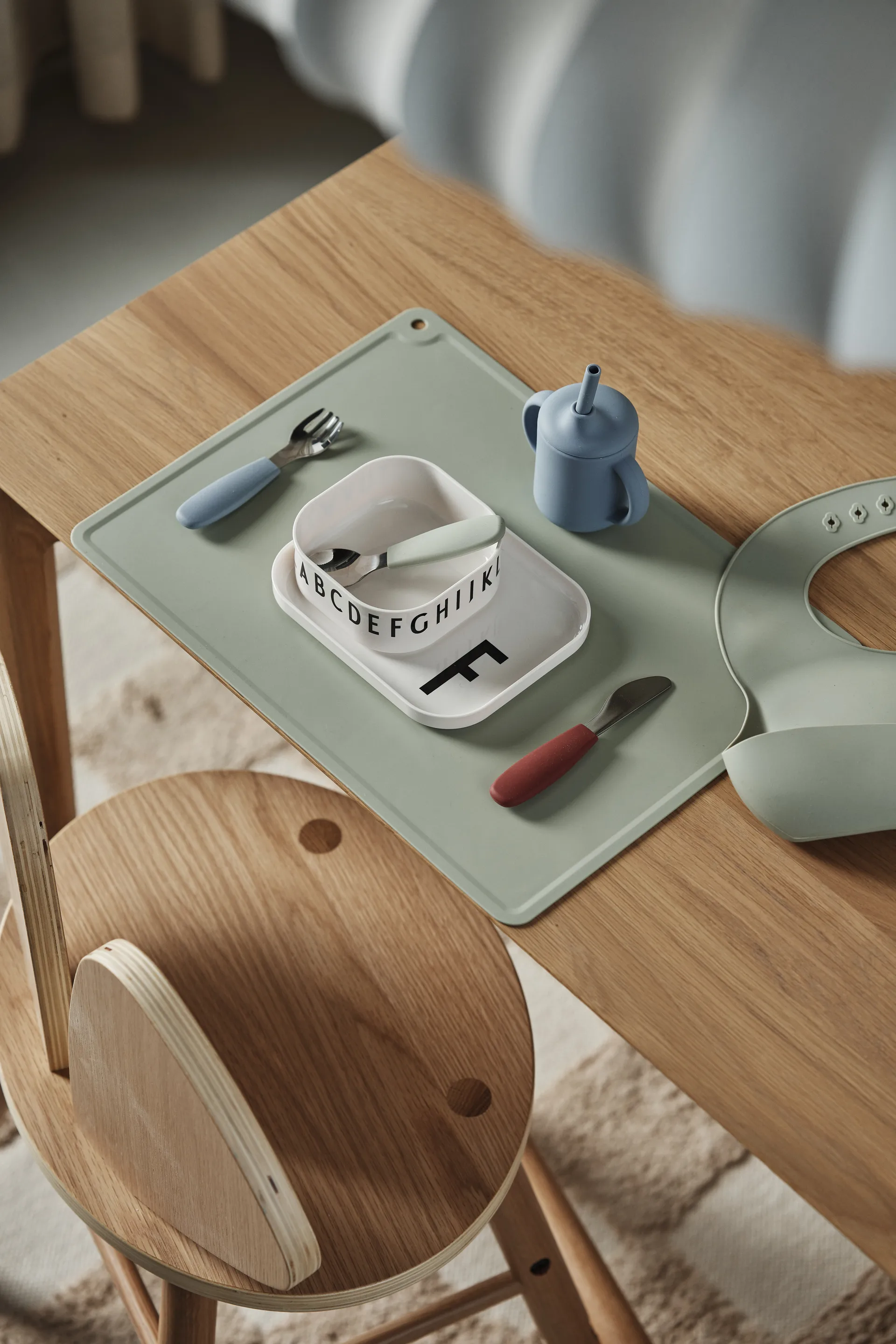 Idun beker met rietje siliconen 120 ml, Blue Scandi Living