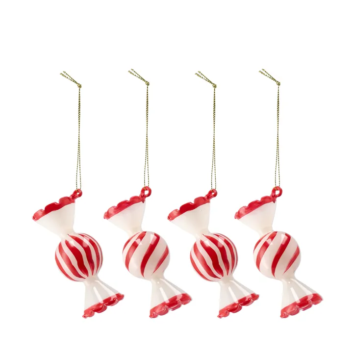 Jolly kerstbal 4-pack - Rood - Scandi Living