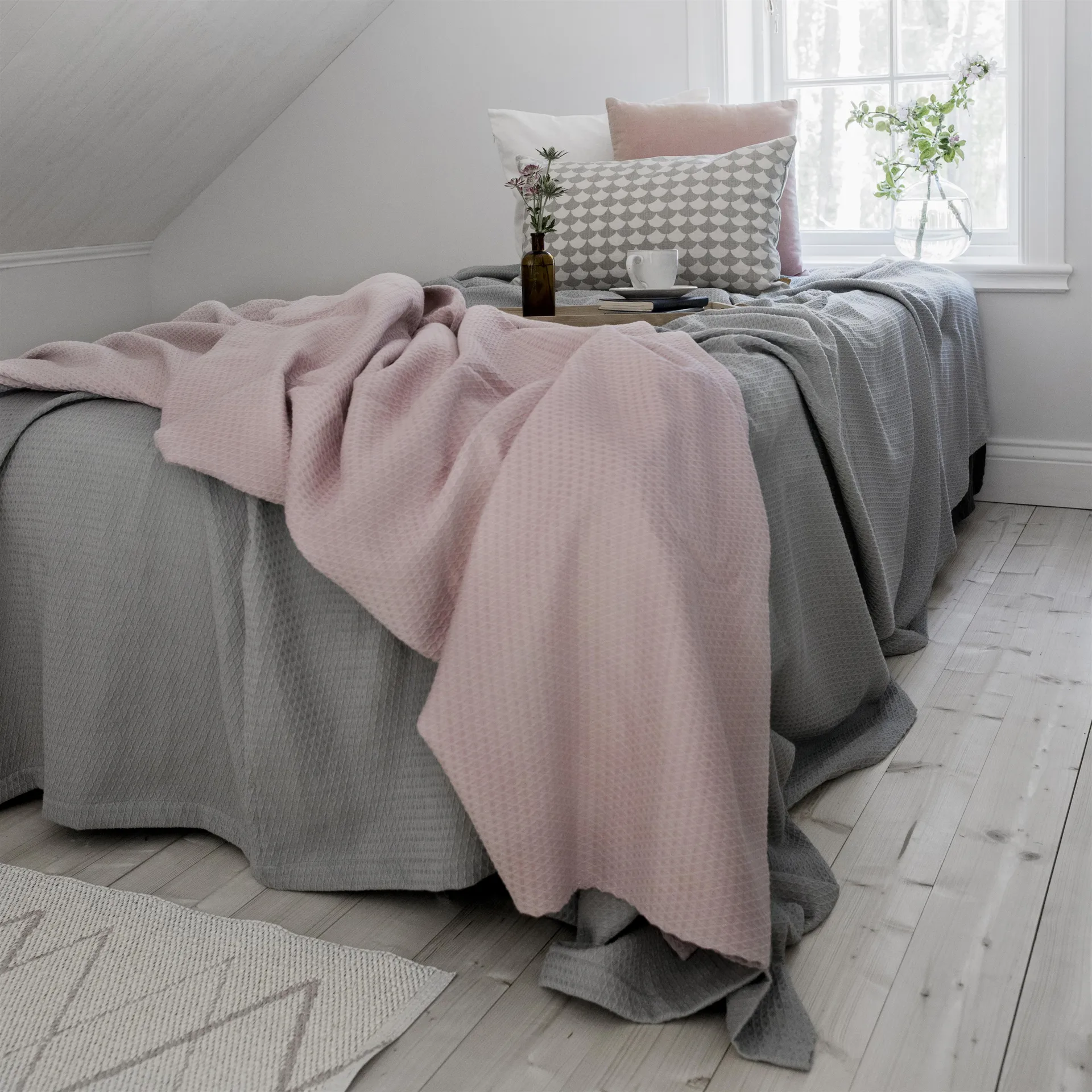 Kimono bedsprei 139 x 260 cm., dusty rose (roze) Scandi Living