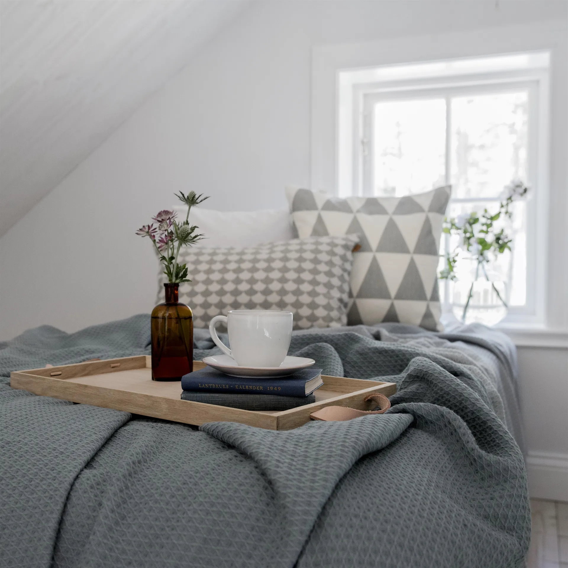 Kimono bedsprei 260 x 260 cm., dusty petrol Scandi Living