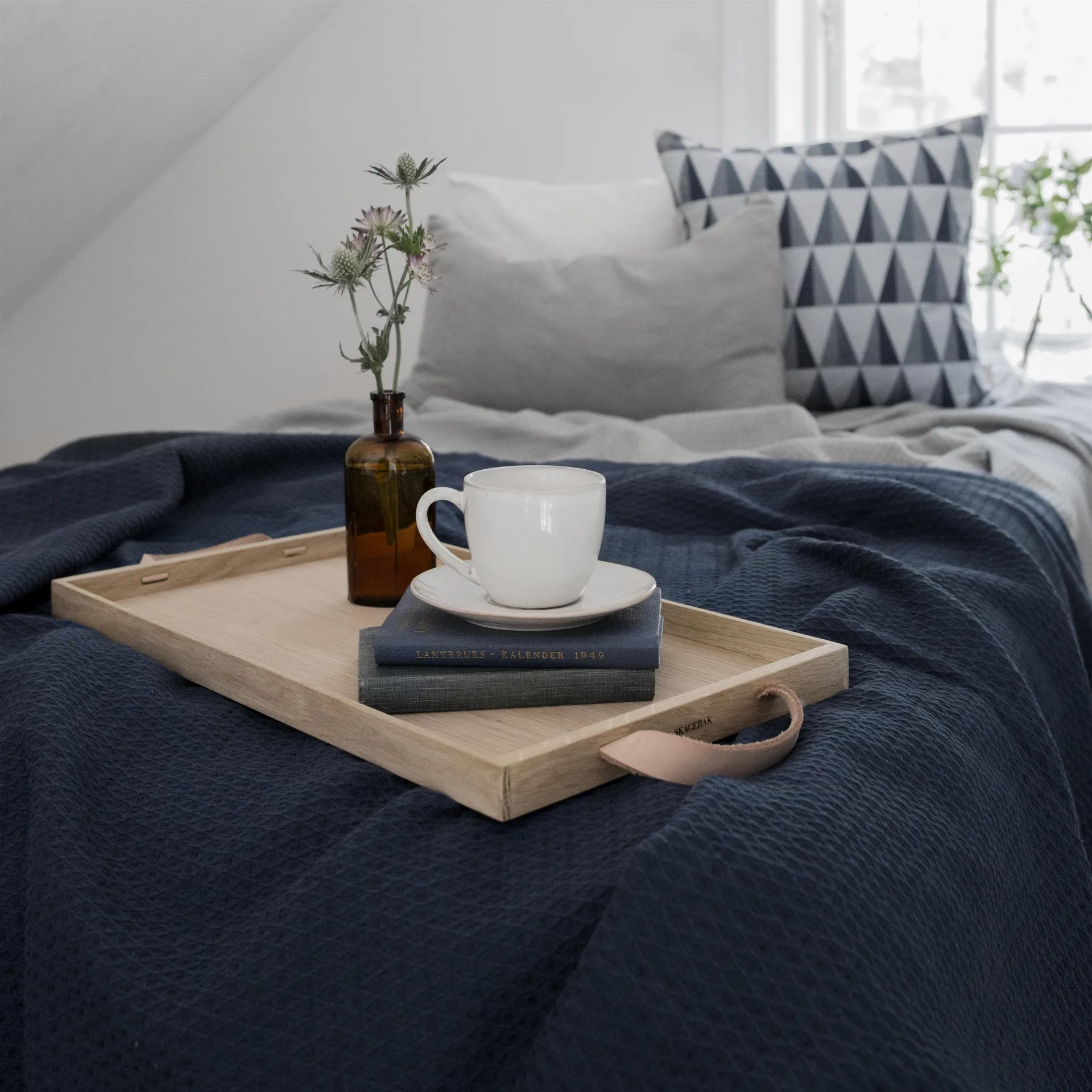 Kimono bedsprei 260 x 260 cm., storm blue (blauw) Scandi Living