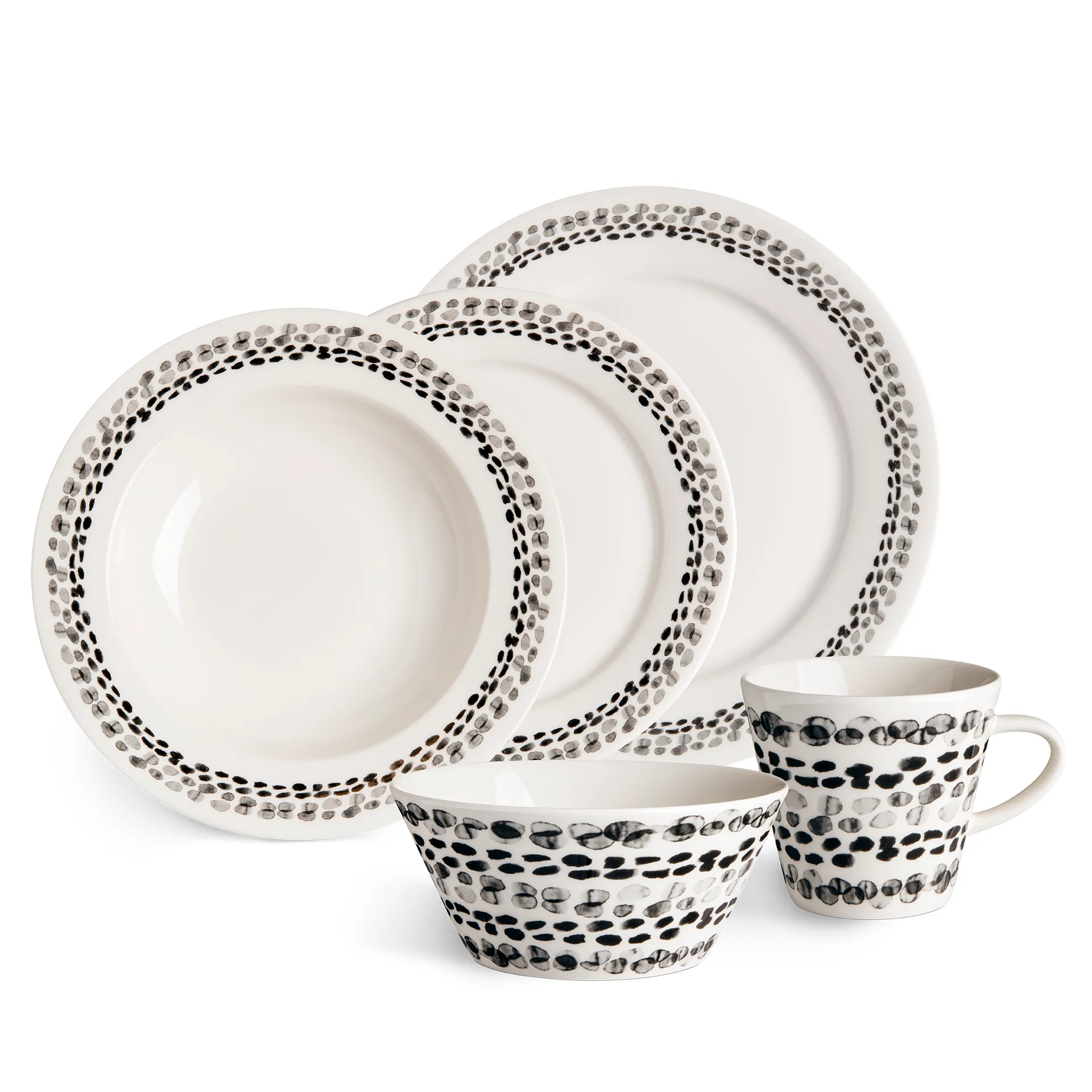 Klappersten klein bord 21 cm 4-pak, zwart en wit Scandi Living