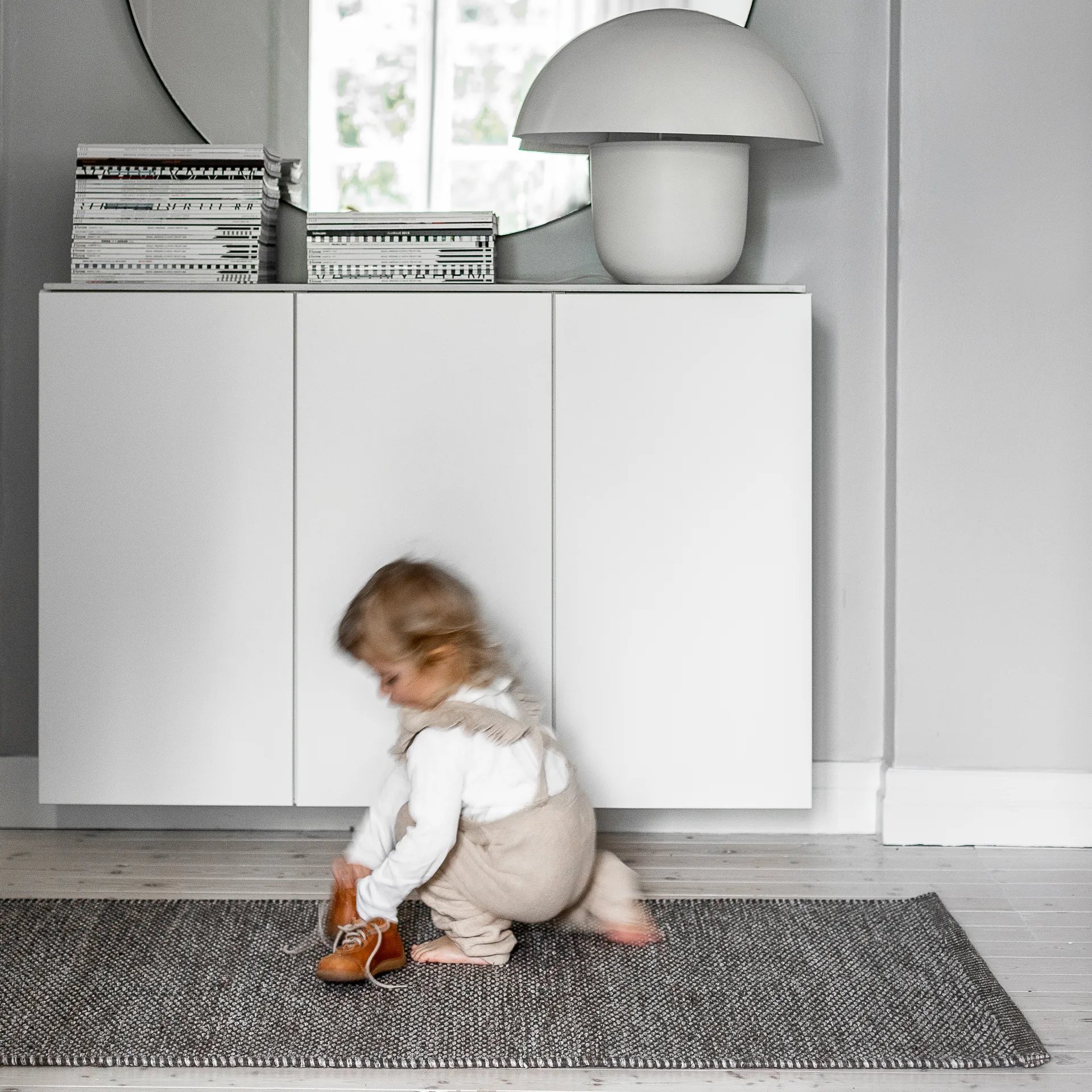 Lea wollen vloerkleed naturel grijs, 80x240 cm Scandi Living