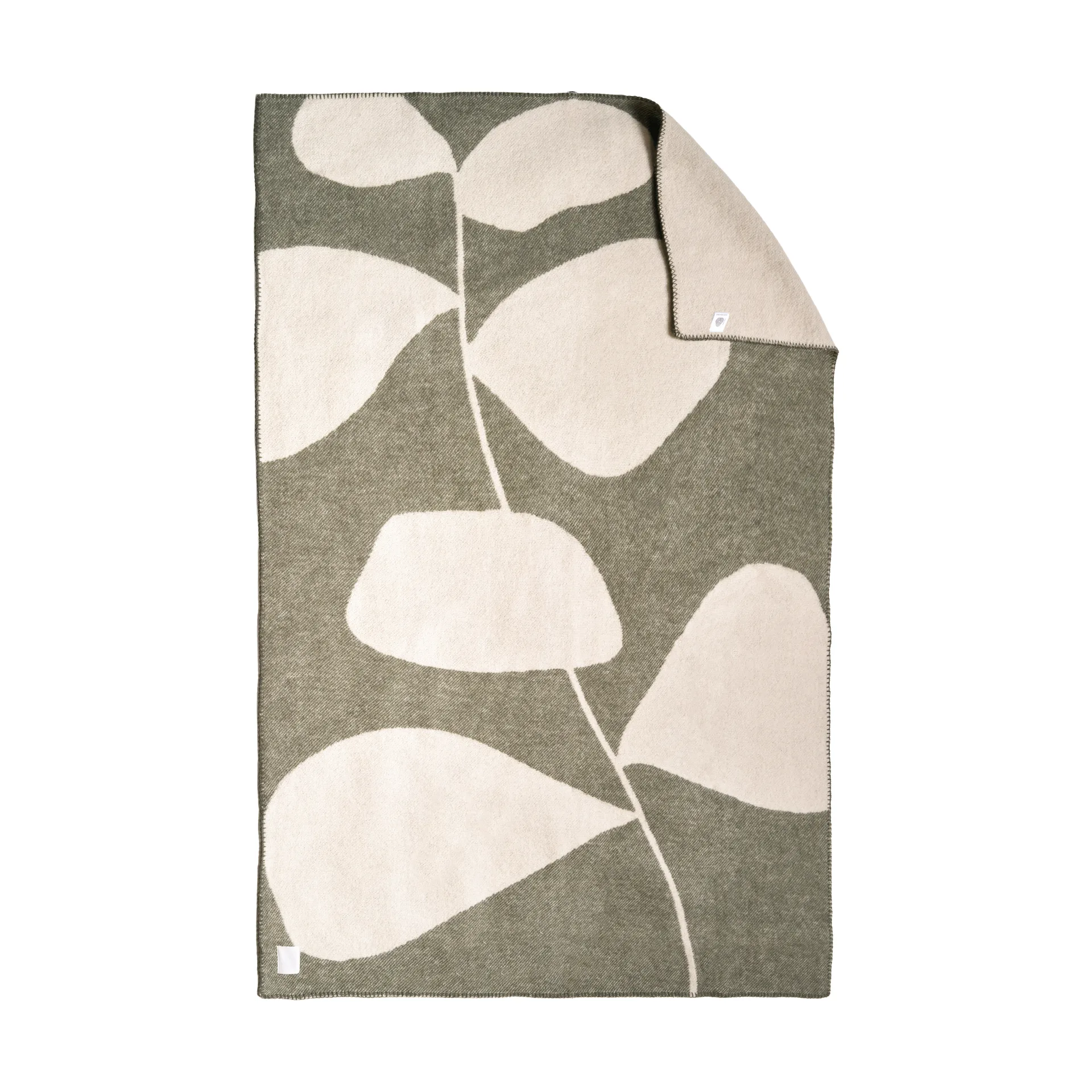 Leaf wollen plaid 130x180 cm, Khaki groen Scandi Living