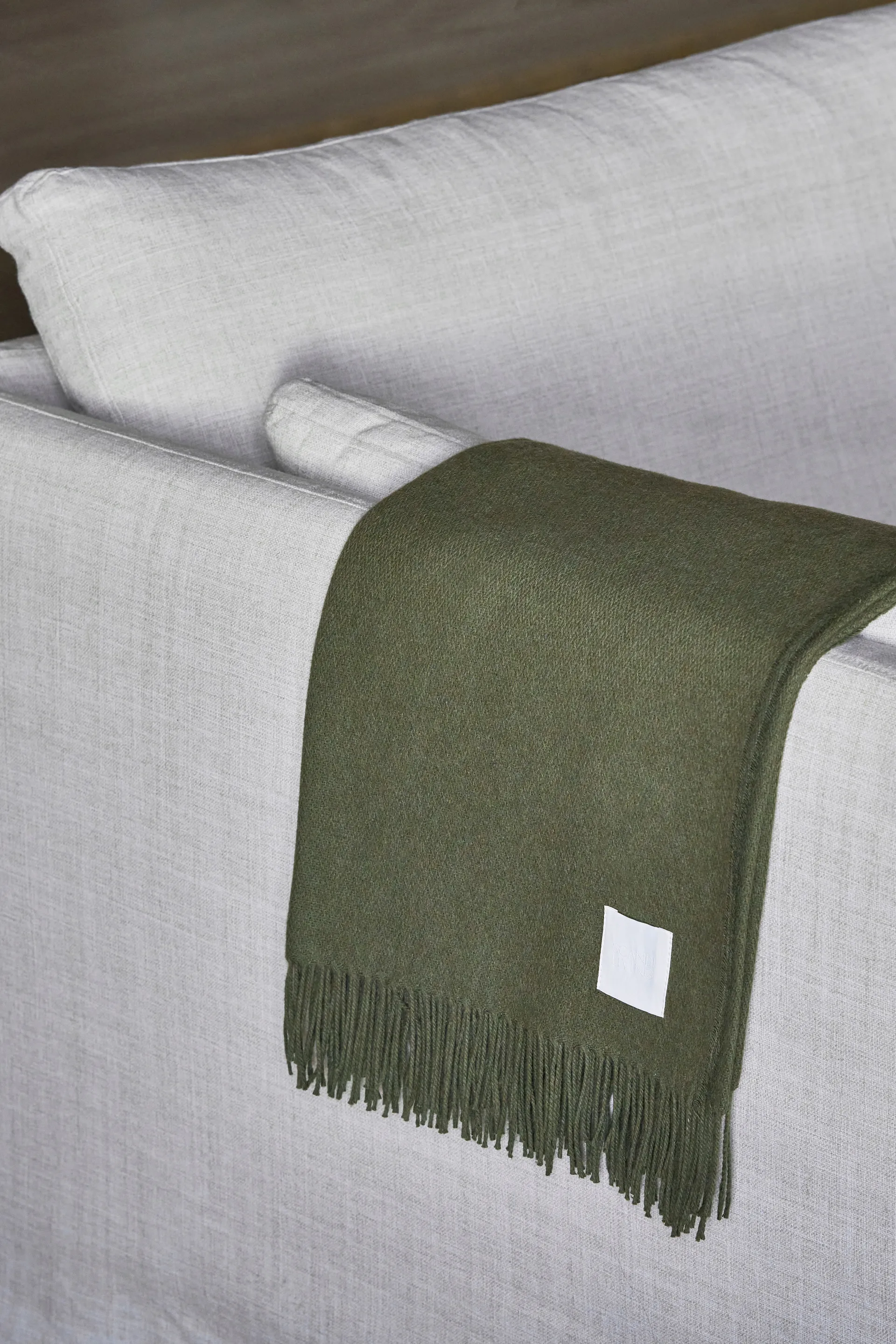 Loom katoenen plaid 125x170 cm, Khaki Scandi Living