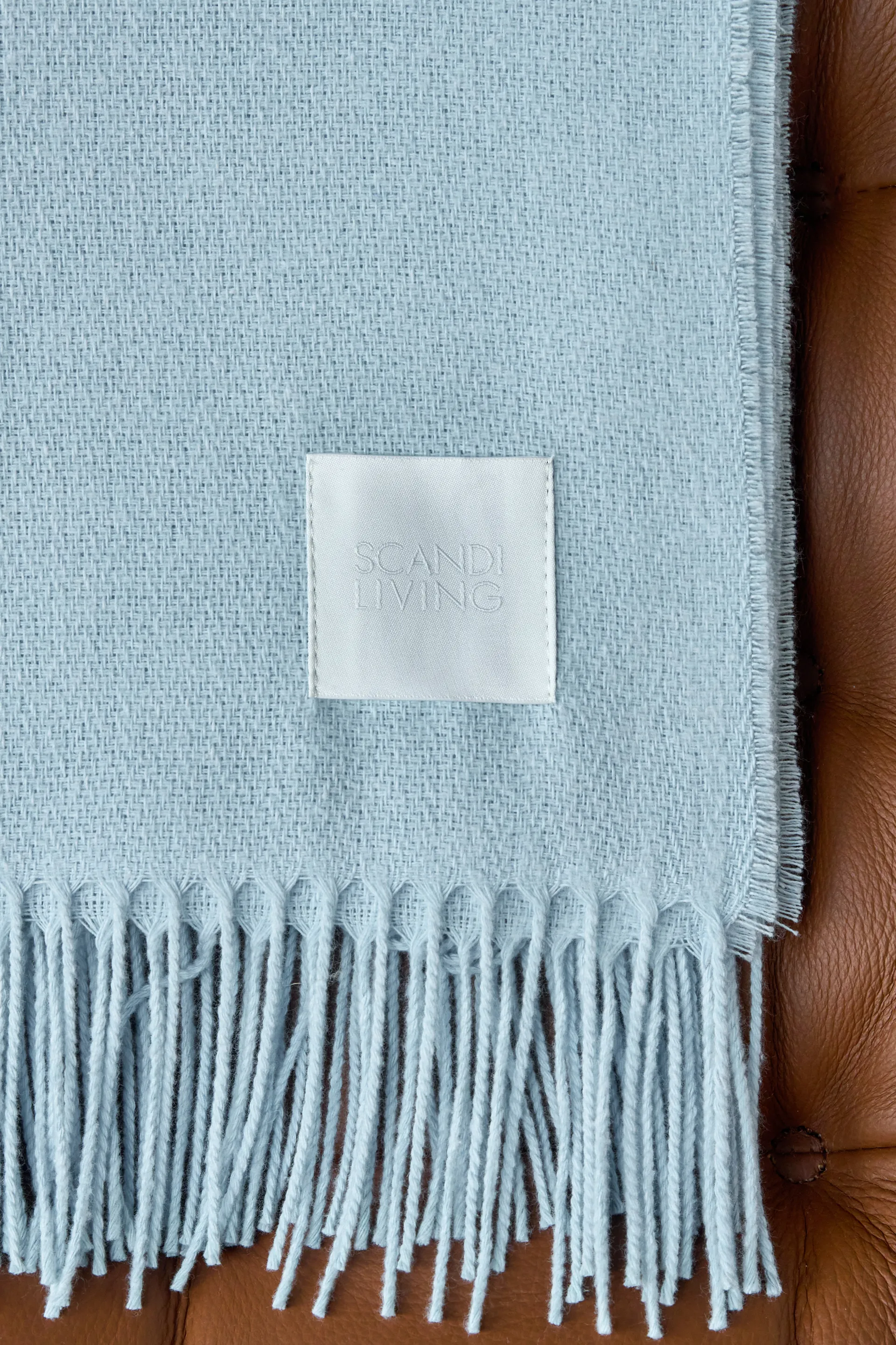 Loom katoenen plaid 125x170 cm, Sky blue Scandi Living