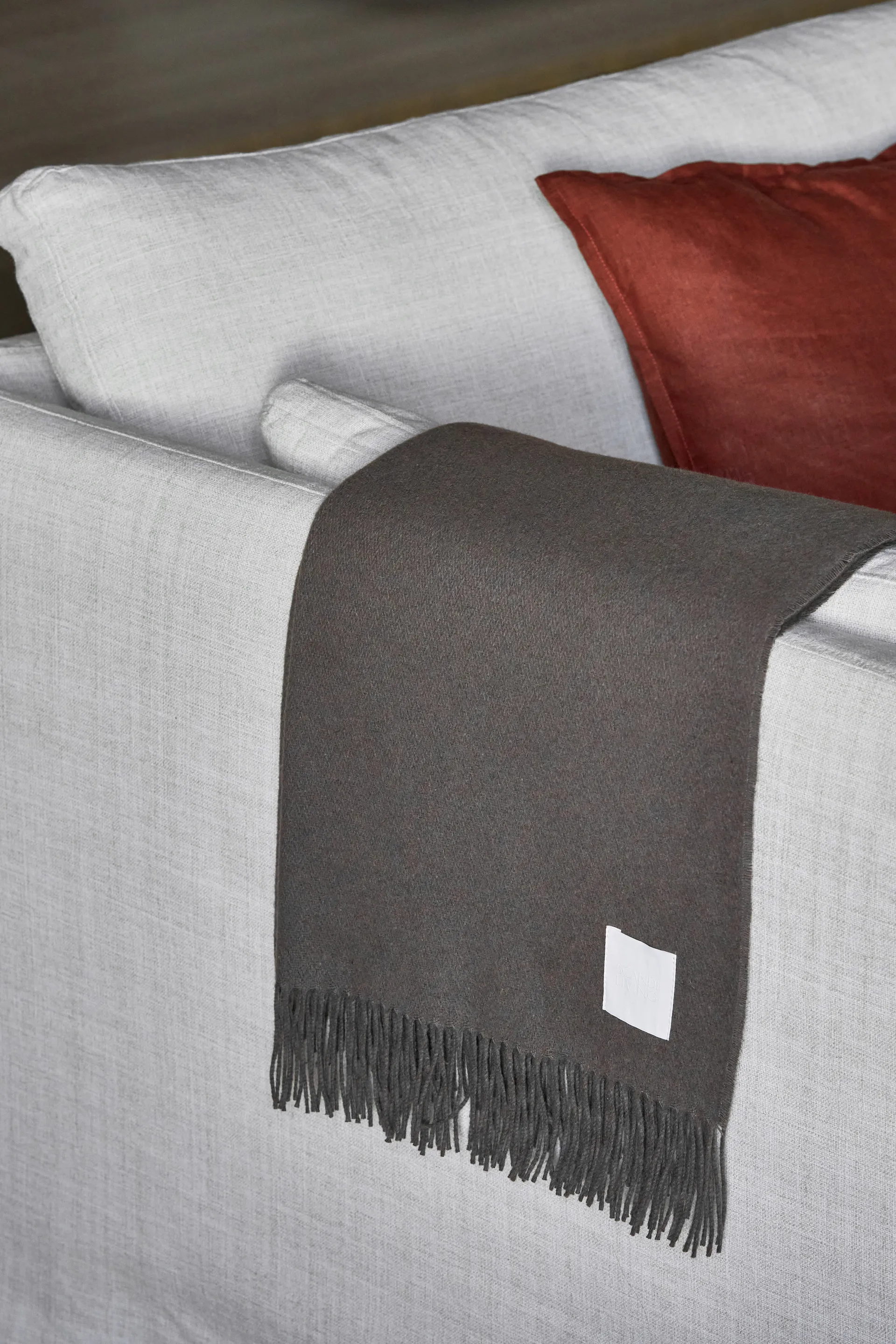 Loom katoenen plaid 125x170 cm, Taupe Scandi Living