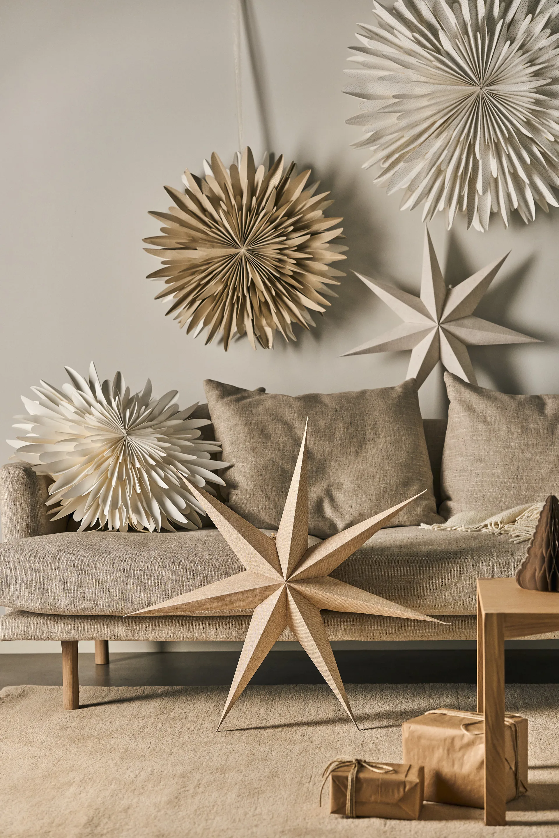 Luna adventsster beige met stippen, 60 cm Scandi Living