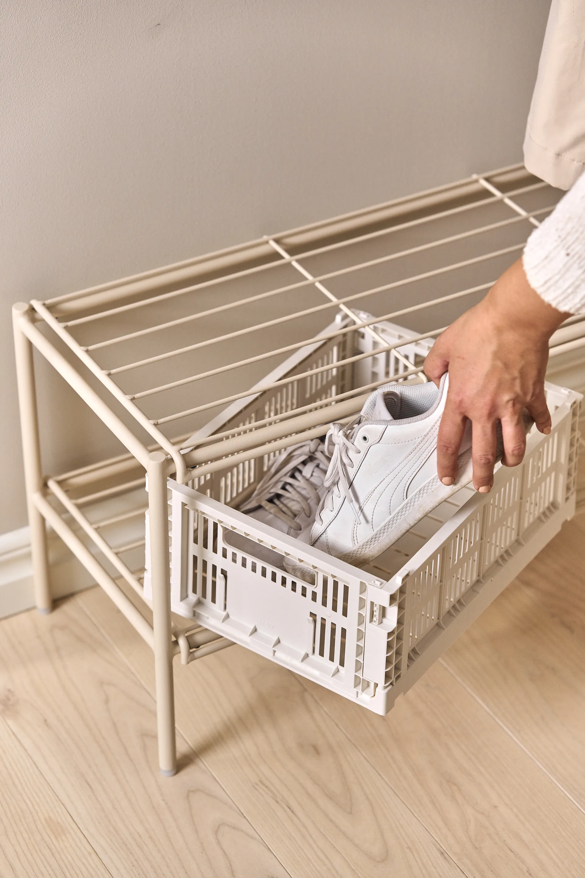 Nod schoenenrek 80x30x37 cm, Beige Scandi Living
