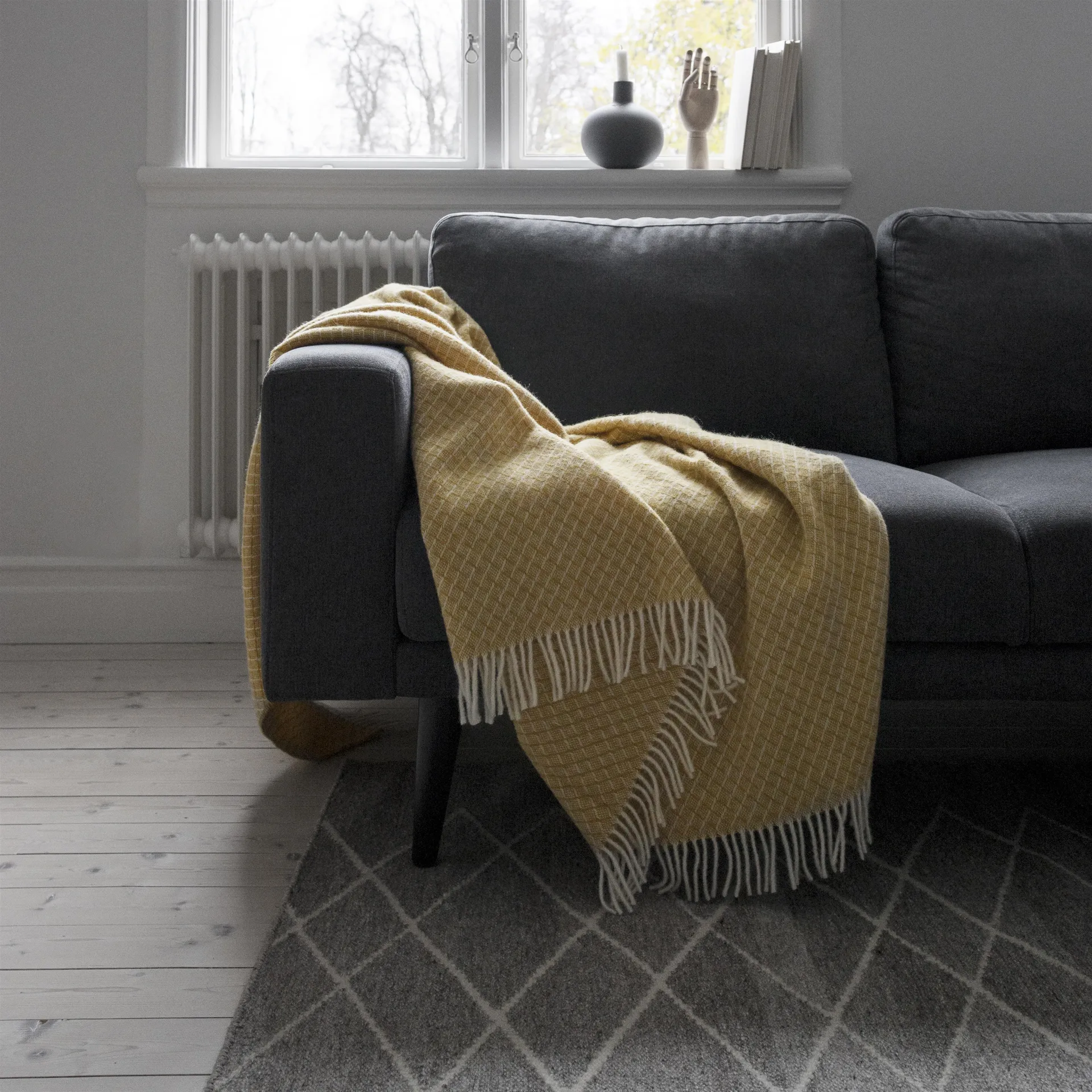 Peak wollen vloerkleed crème, 80 x 240 cm. Scandi Living