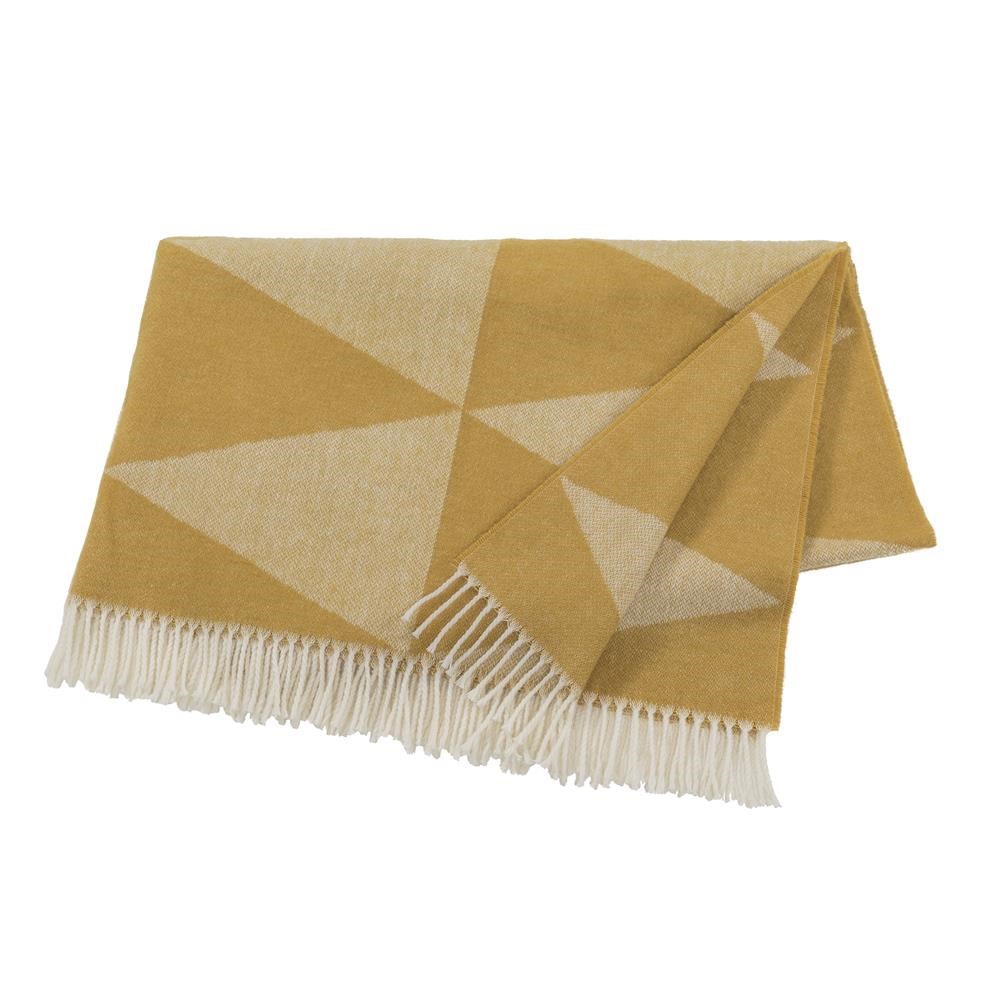 Scandi Living Rime wollen plaid Mosterd | Scandinavisch Interieur | Wollen dekens & spreien | Geel