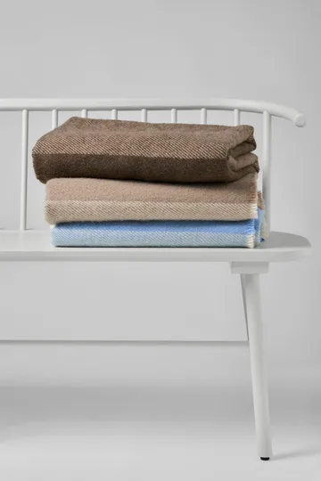 Row gestreepte wollen plaid - Beige, 120x185 cm - Scandi Living