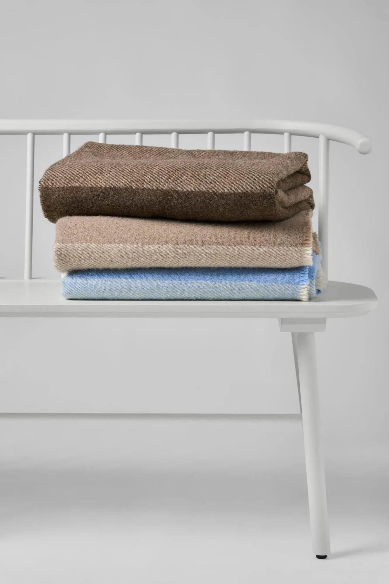 Row gestreepte wollen plaid, lichtblauw, 120x185 cm Scandi Living