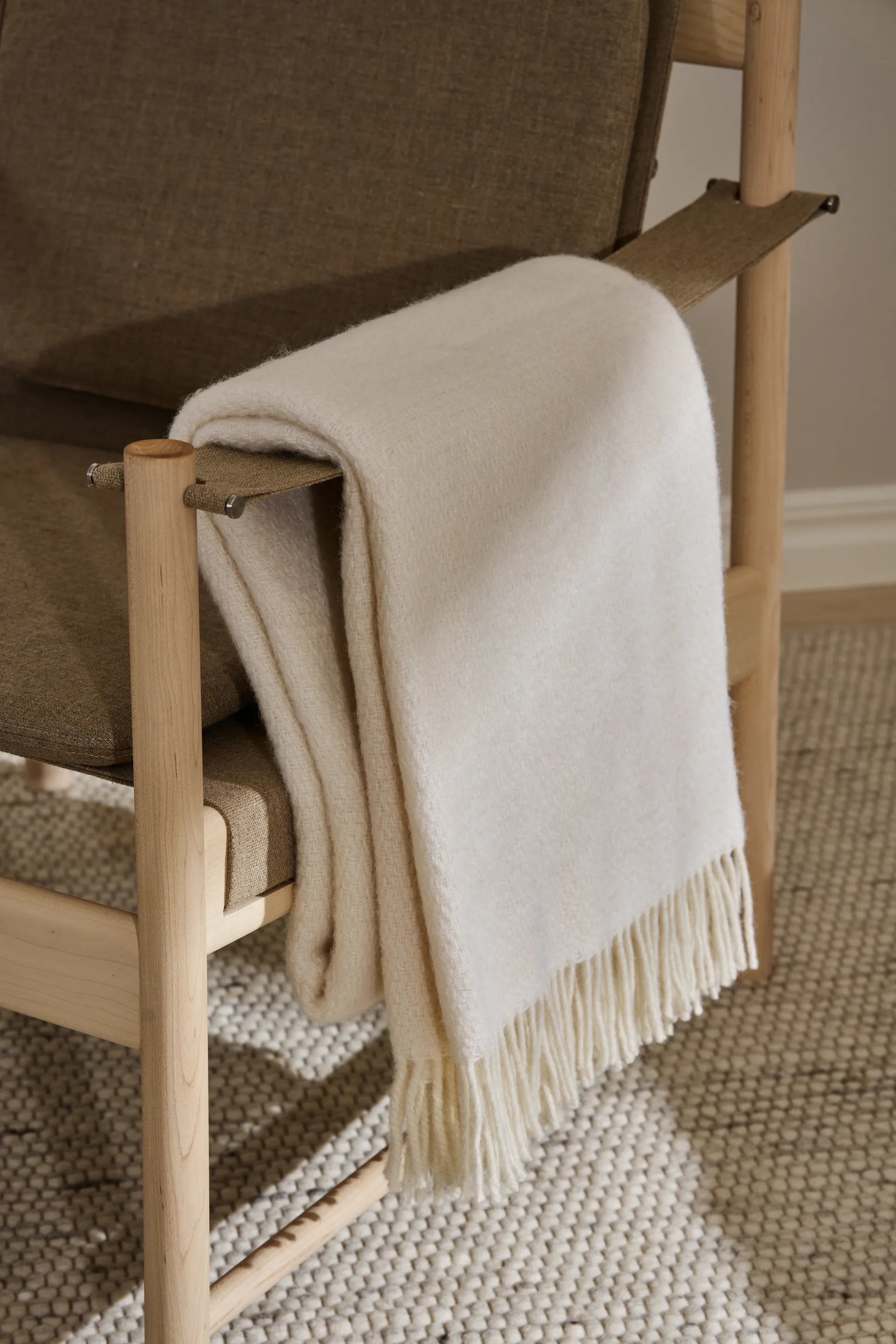 Sandstone wollen plaid 130x180 cm, Creme Scandi Living