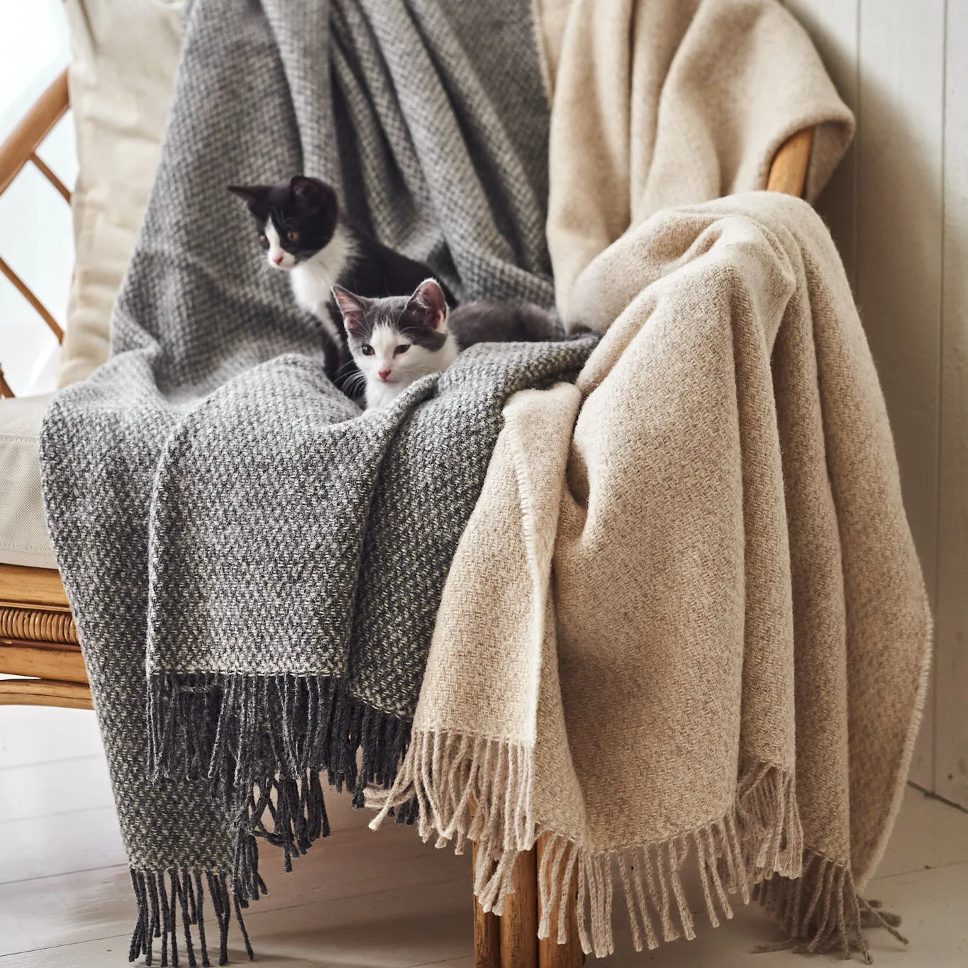 Sandstone wollen plaid 130x180 cm, Grijs Scandi Living