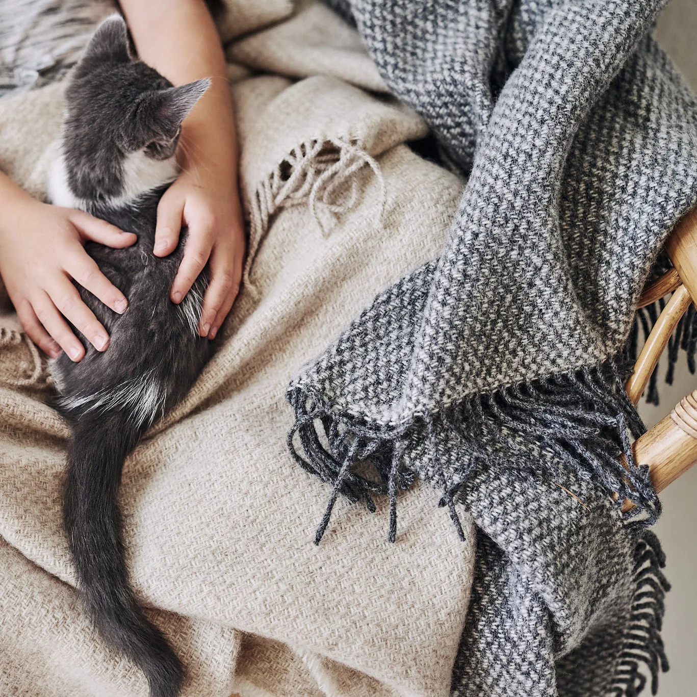 Sandstone wollen plaid 130x180 cm, Grijs Scandi Living