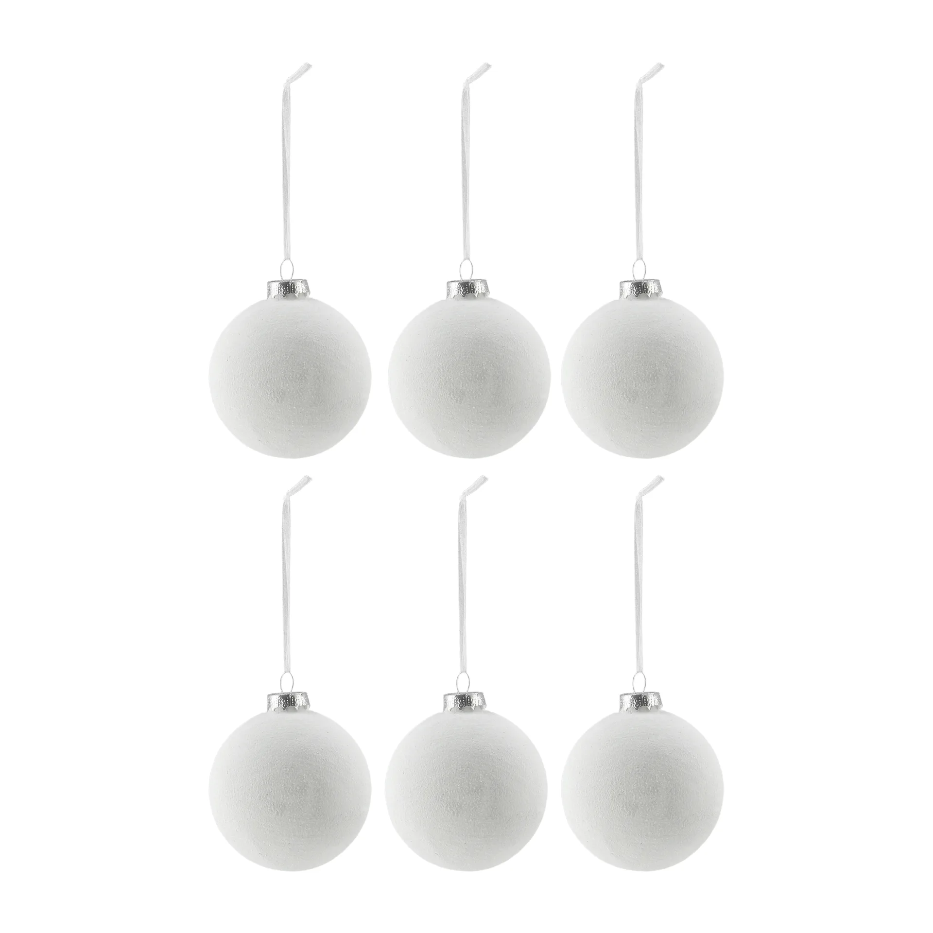 Snowing kerstballen 6-pack, White Scandi Living