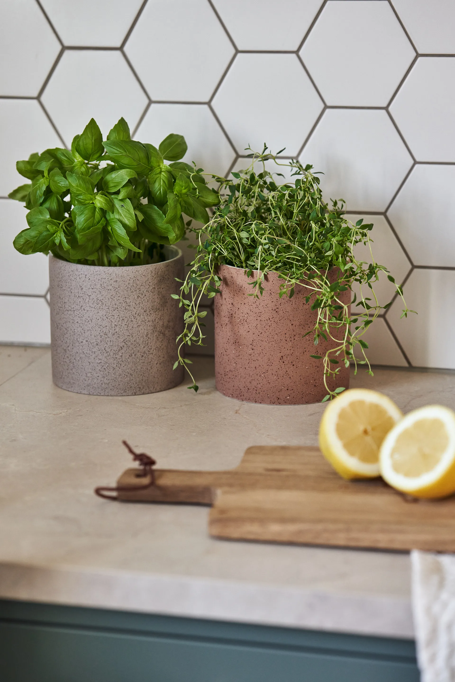 Speckled bloempot Ø12 cm, Beige Scandi Living