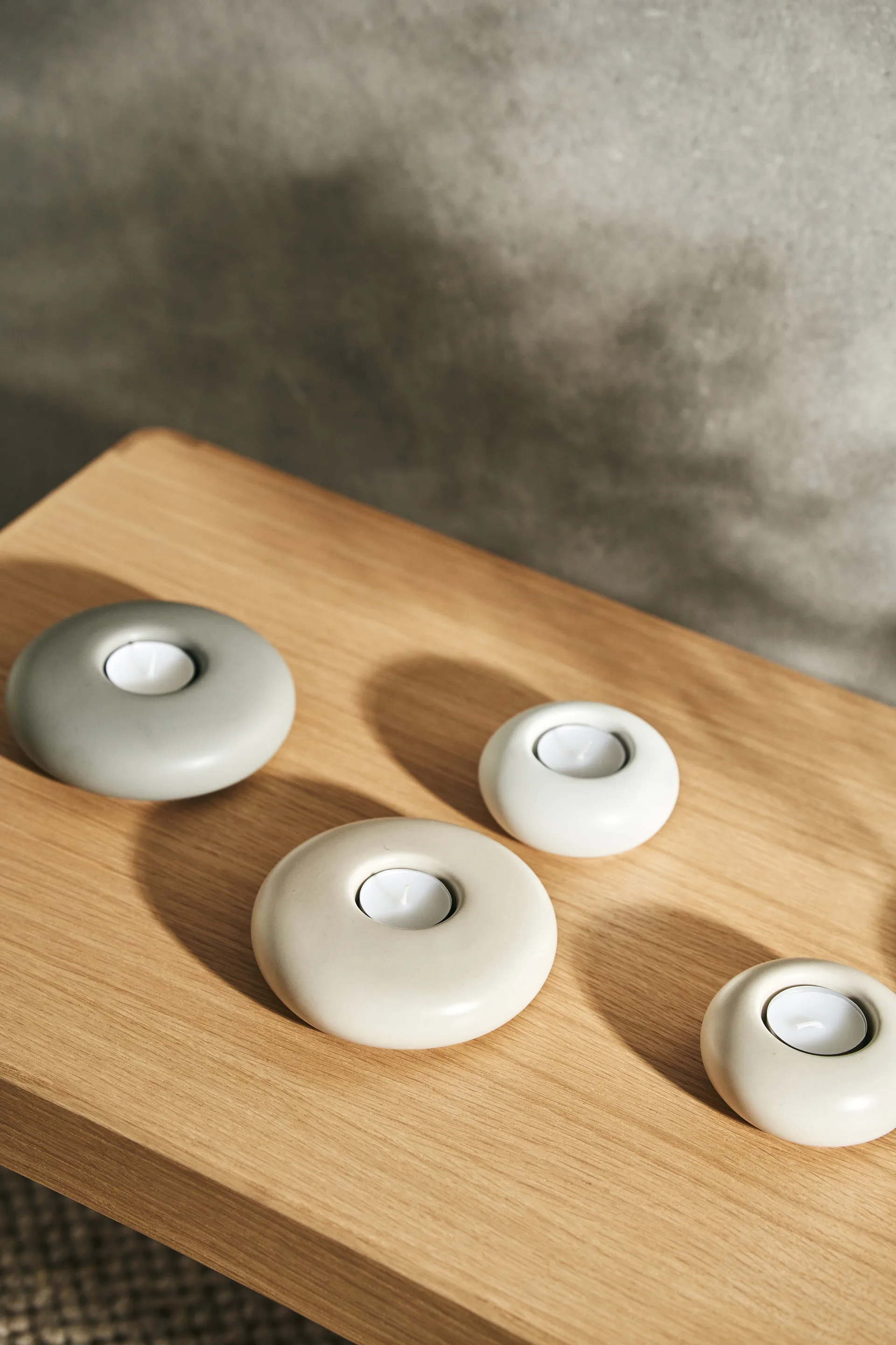 Stone waxinelichtjeshouder Ø9 cm, Wit Scandi Living