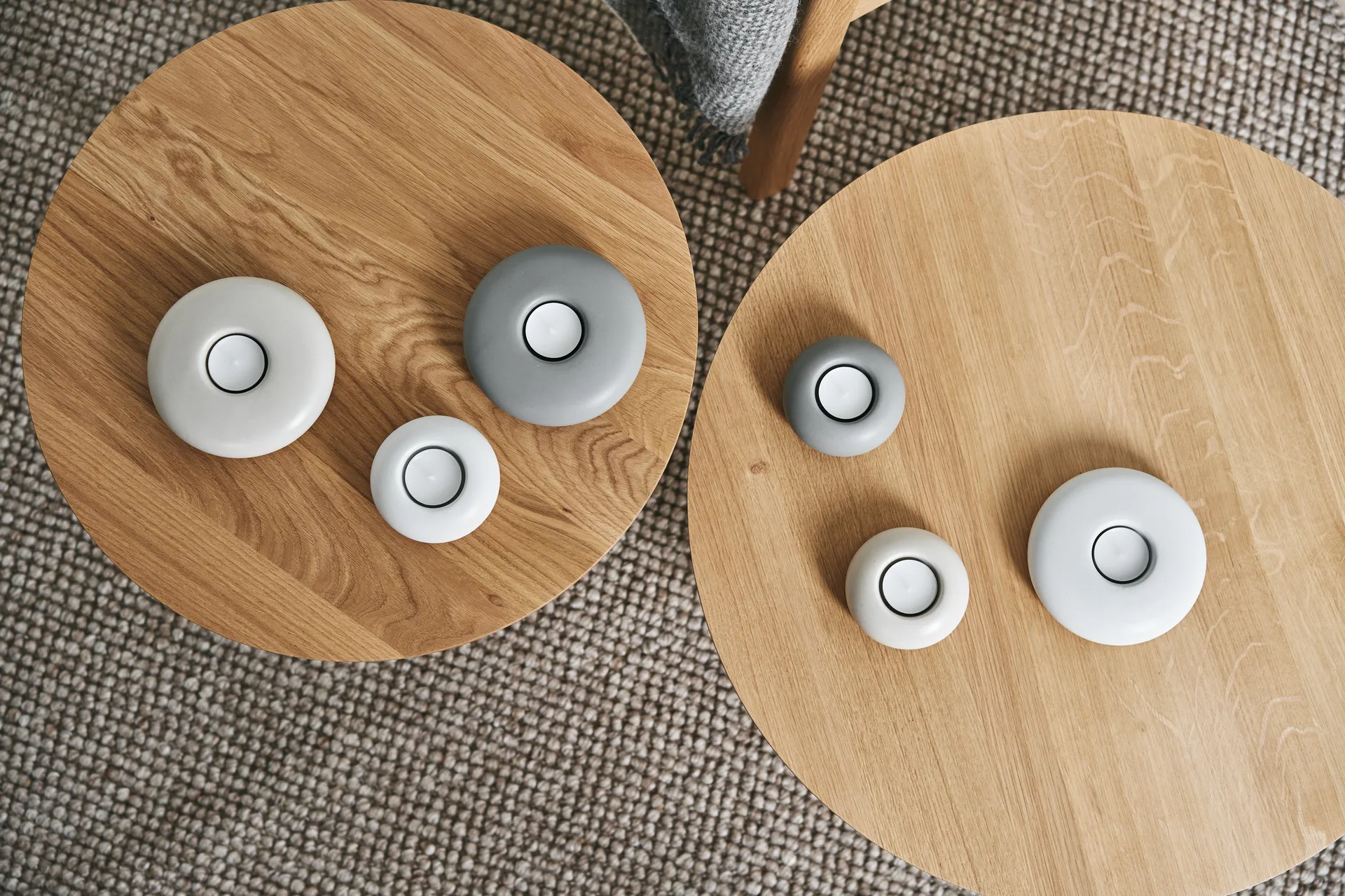 Stone waxinelichtjeshouder Ø9 cm, Wit Scandi Living