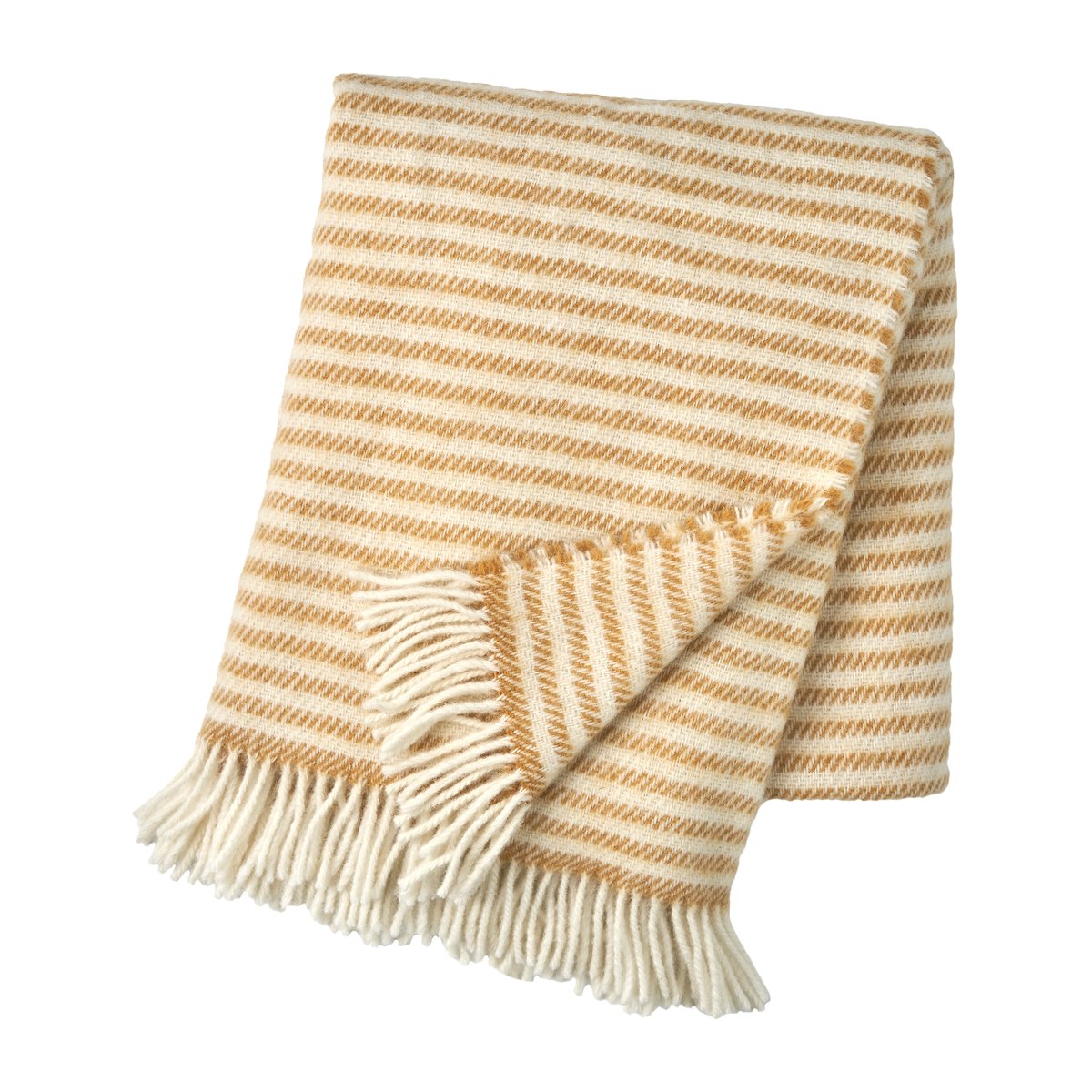Scandi Living Tidal wollen plaid 130x180 cm Mosterd