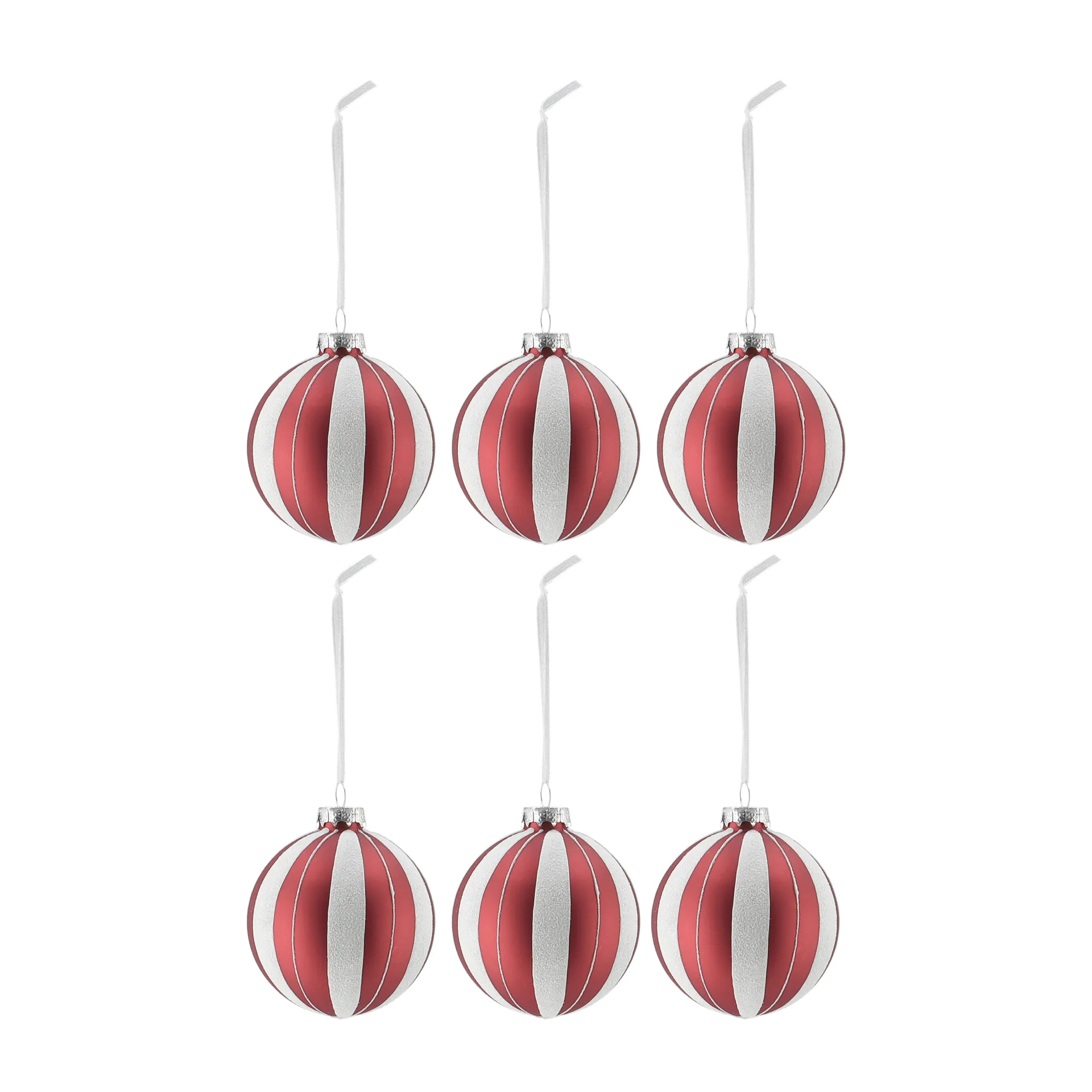 Tradition kerstballen 6-pack, Red/white Scandi Living