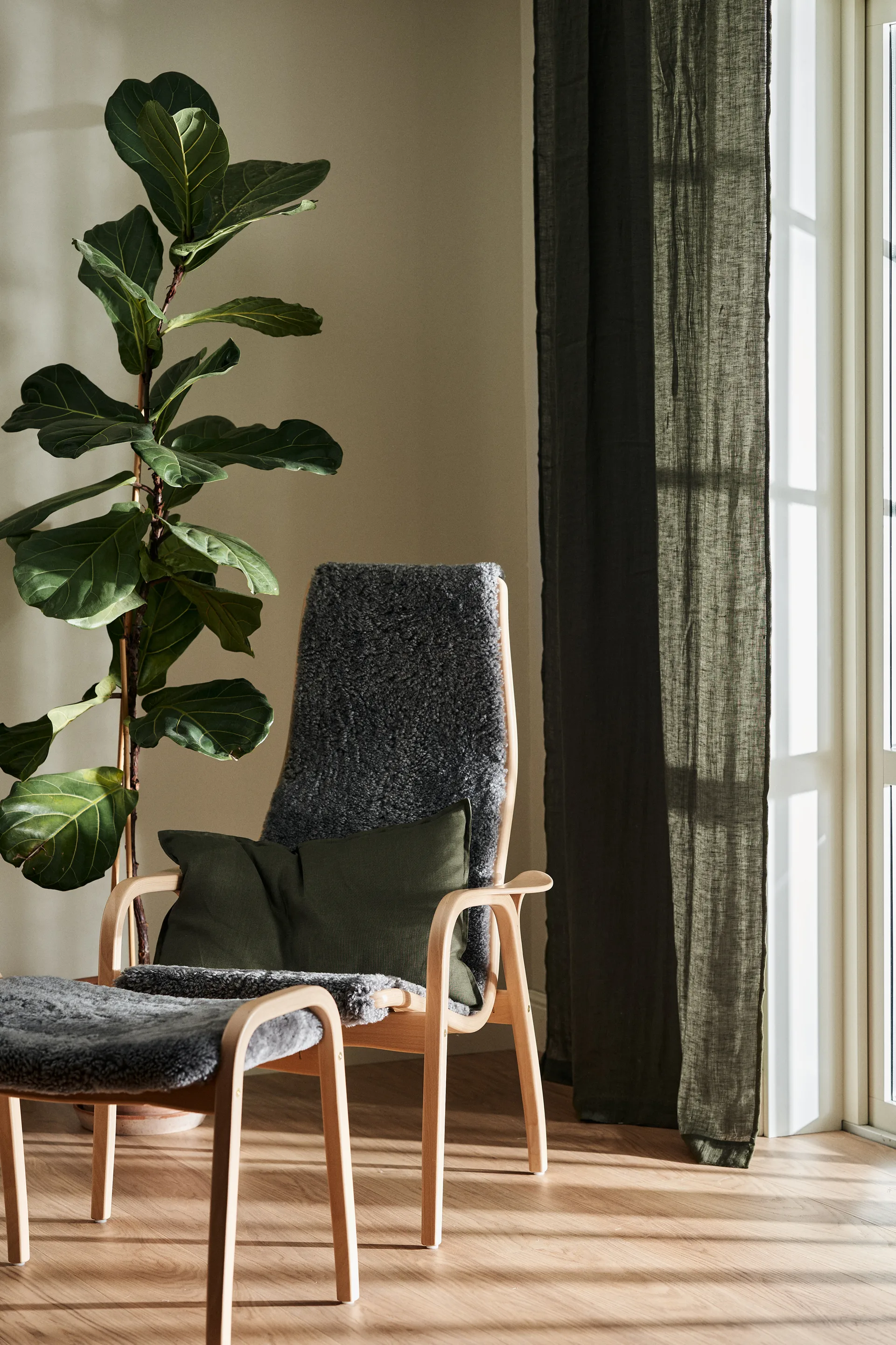 Tranquility gordijn met multiband 139x250 cm, Forest green Scandi Living