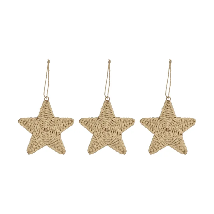 Twine kerstboomhanger ster 3-pack - Naturel - Scandi Living