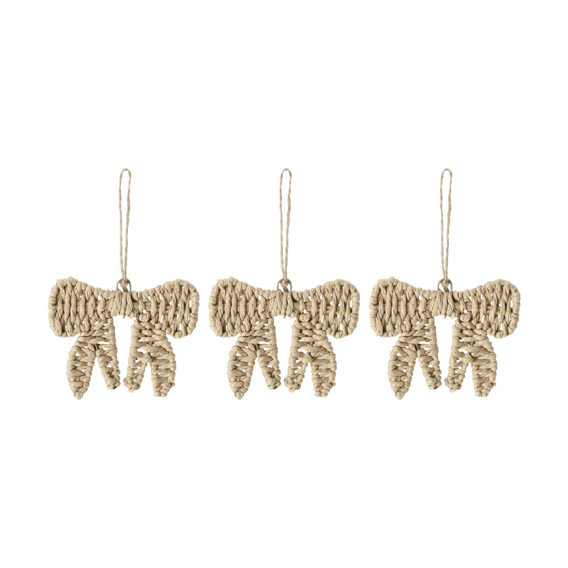 Twine kerstboomhanger strik 3-pack, Naturel Scandi Living