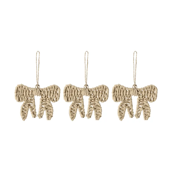 Twine kerstboomhanger strik 3-pack - Naturel - Scandi Living