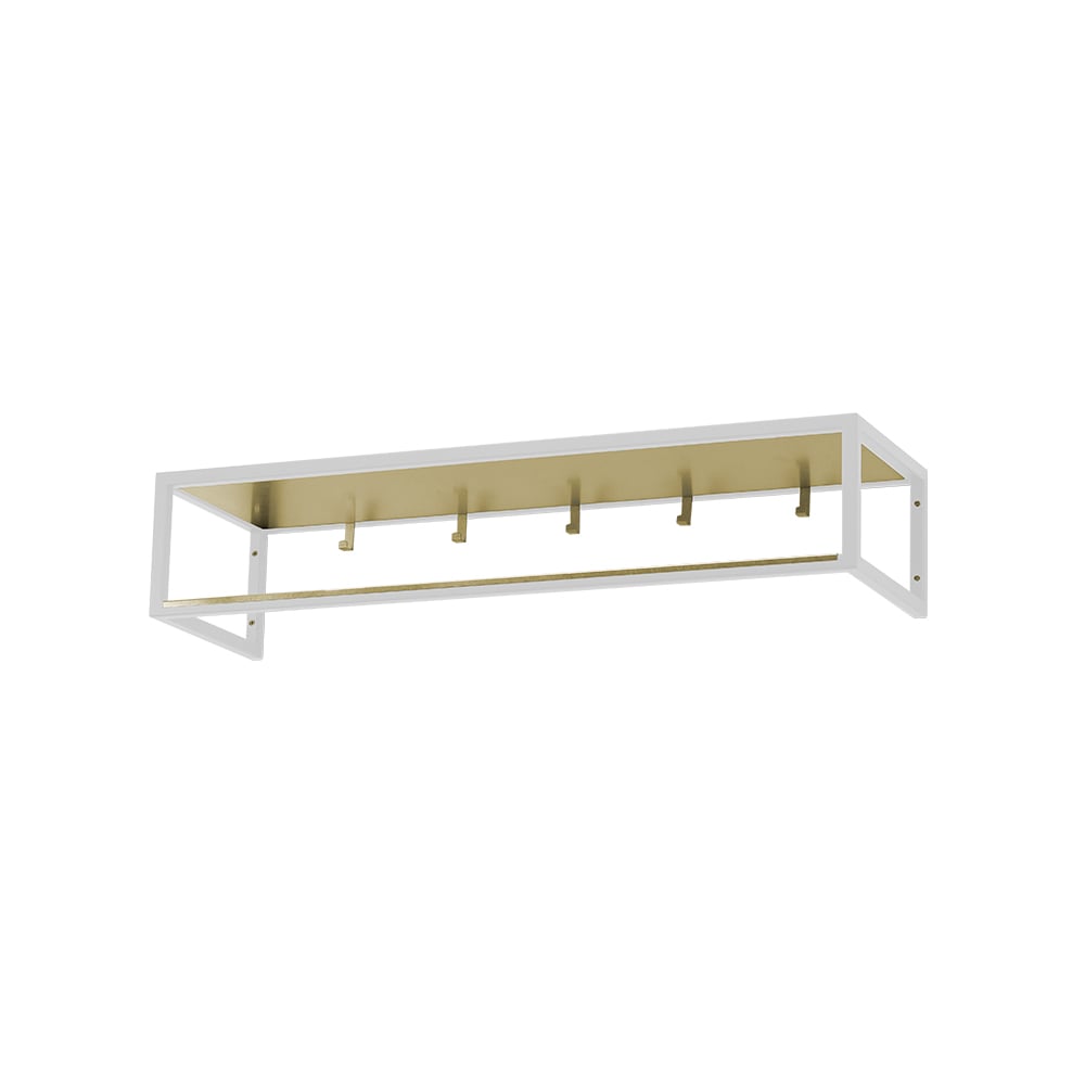Scherlin Kapstok 11 Witte lak, messing blad | Scandinavisch Interieur | Garderobehaken & hoedenplanken | Wit