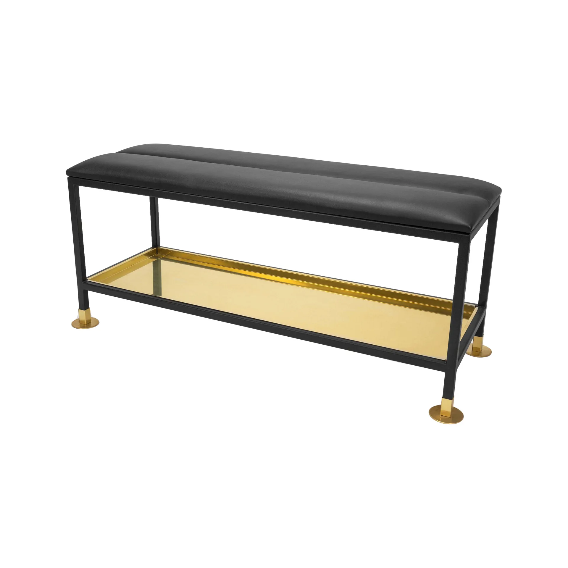 Schoenenrek 11, zwart/messing, zwart leren kussen Scherlin