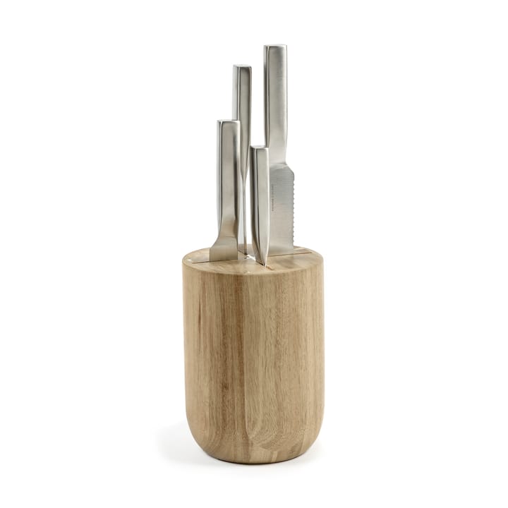 Basis messenset met messenblok, 5 stuks, Wood-steel grey Serax
