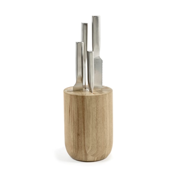 Basis messenset met messenblok, 5 stuks - Wood-steel grey - Serax