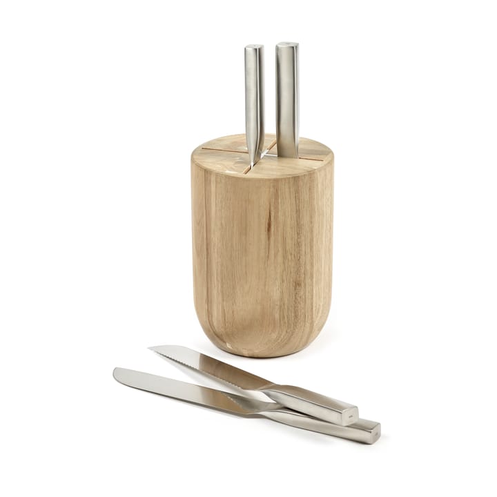 Basis messenset met messenblok, 5 stuks, Wood-steel grey Serax