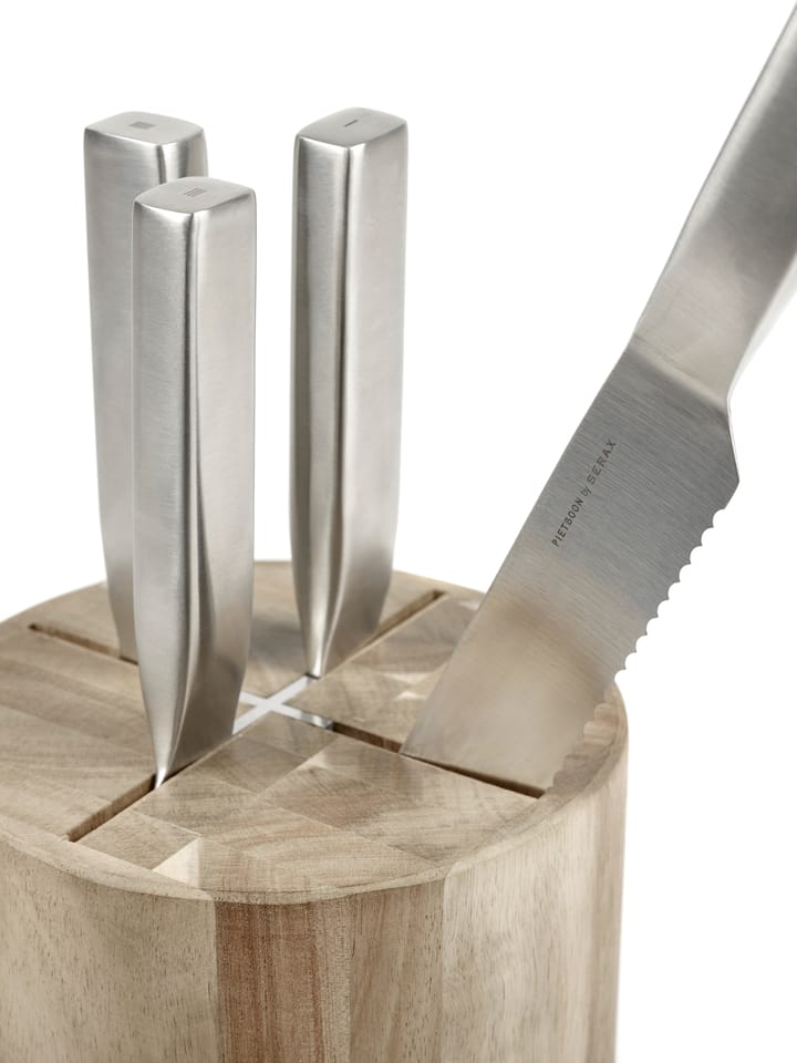 Basis messenset met messenblok, 5 stuks, Wood-steel grey Serax