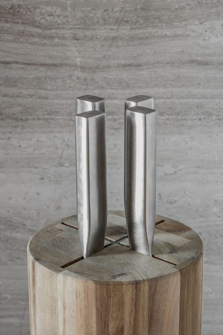 Basis messenset met messenblok, 5 stuks, Wood-steel grey Serax