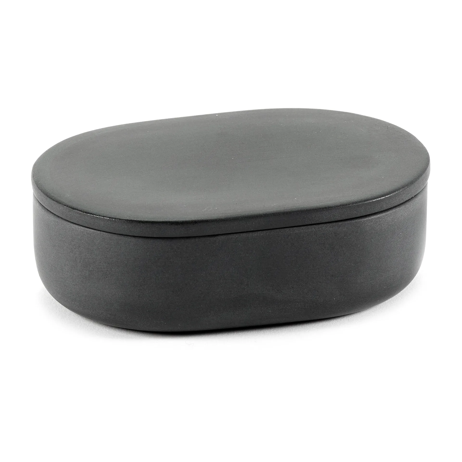 Cose ovale opbergpot met deksel S 3,3x10,2 cm, Dark Grey Serax