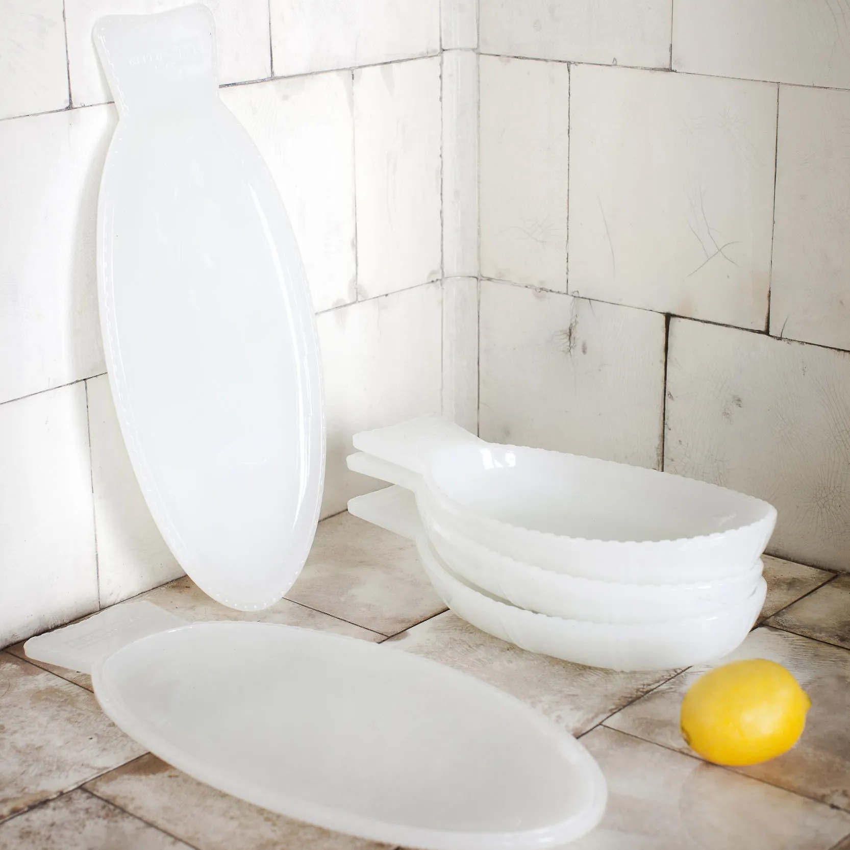 Fish & Fish serveerschaal 16x35 cm, Milky white Serax