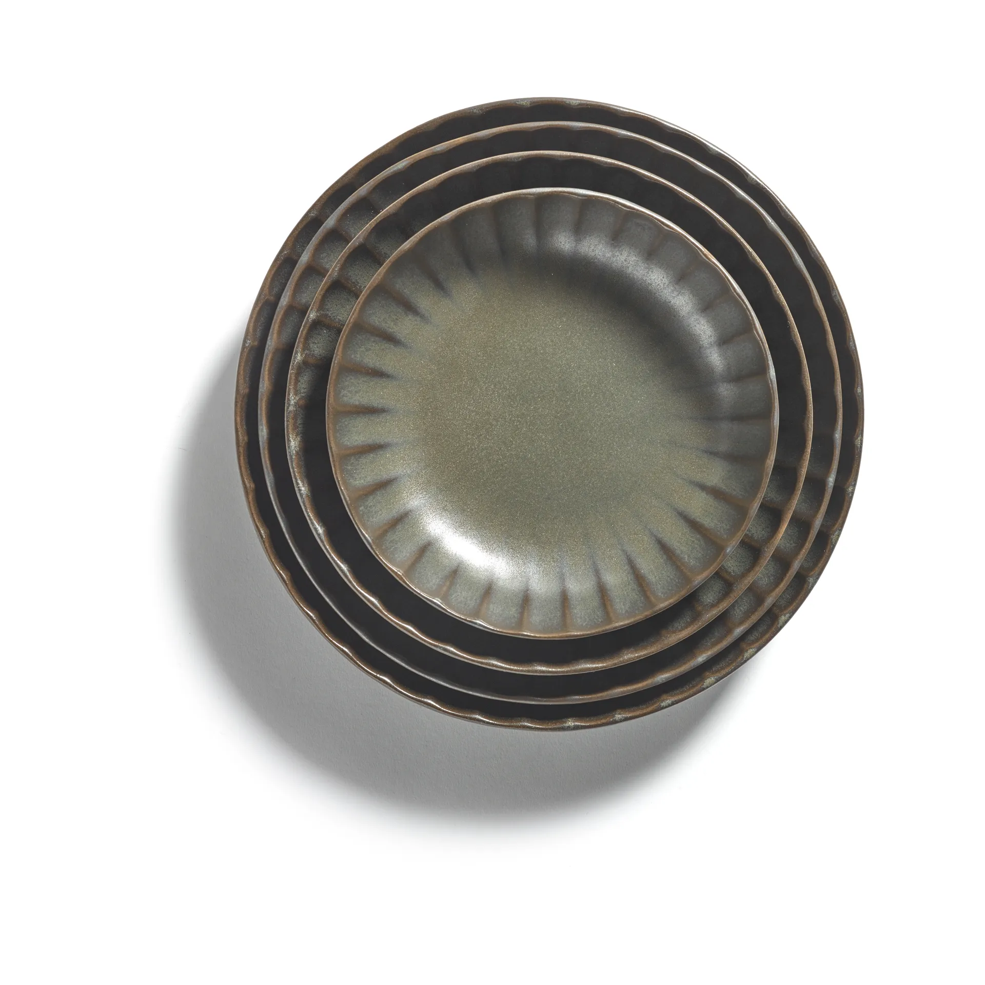 Inku high bord M Ø21 cm 2-pack, Green Serax