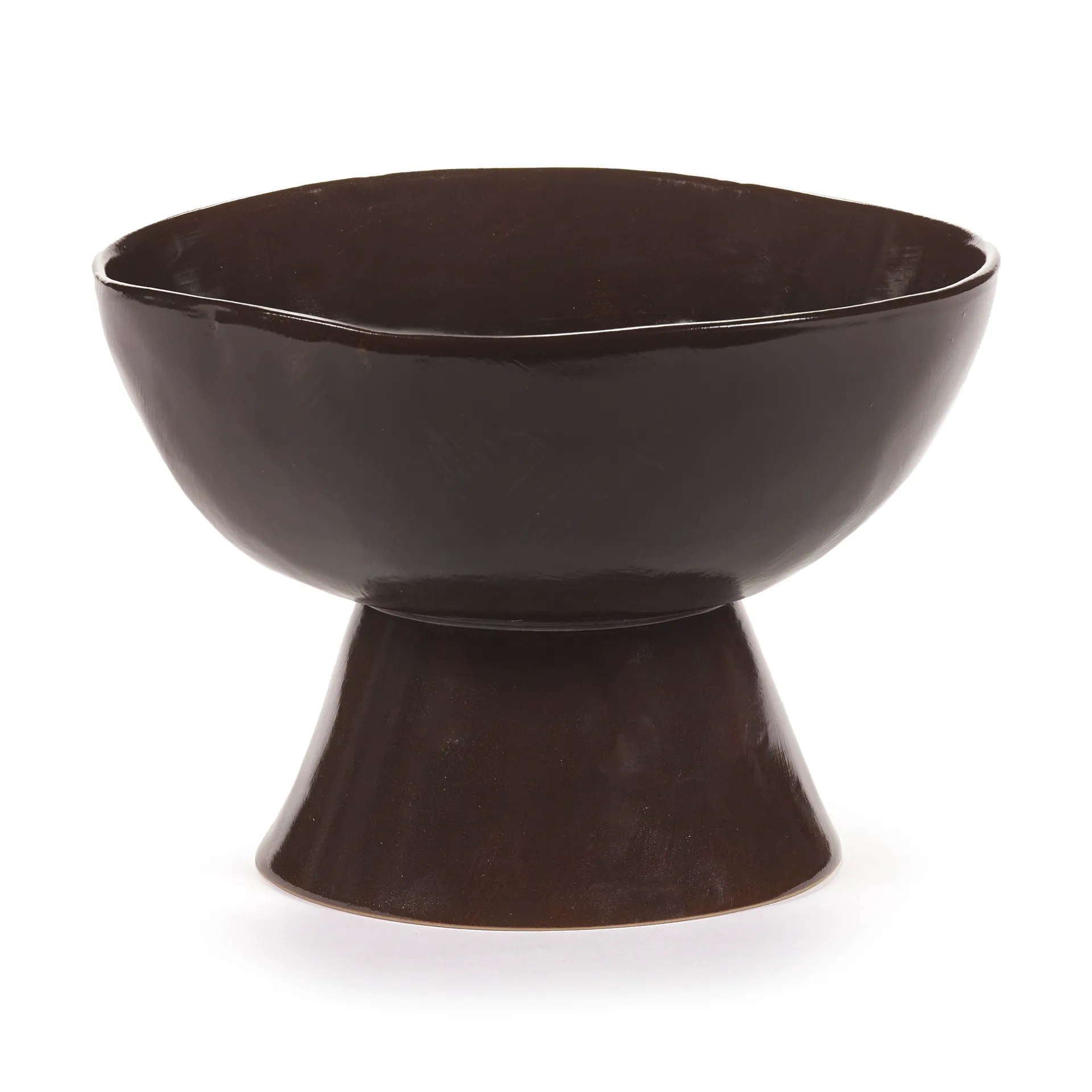 La Mère schaal op voet groot Ø20,5 cm, Dark brown Serax