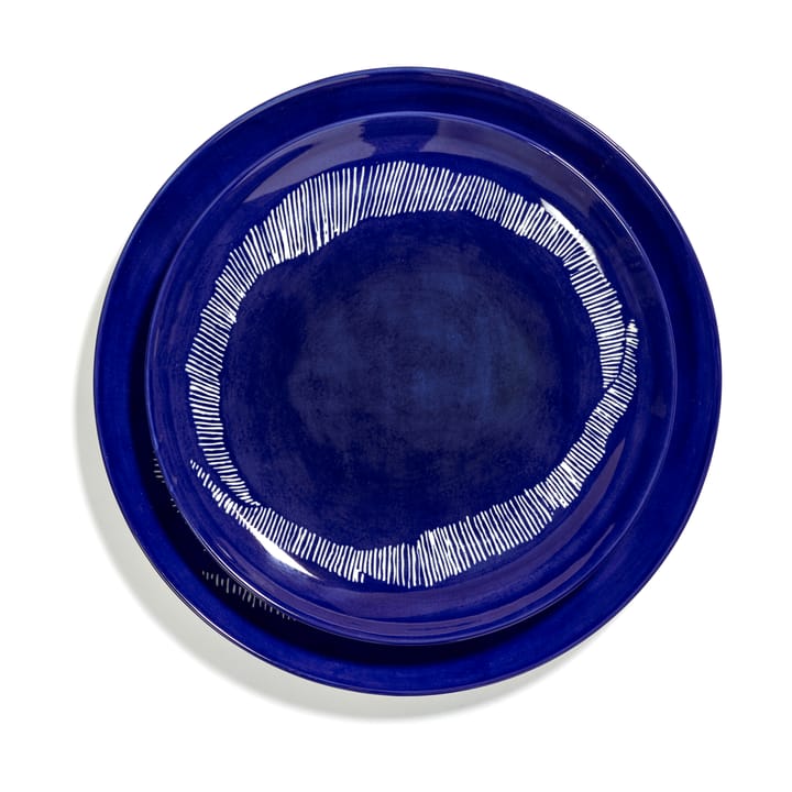 Ottolenghi Feast bord M Ø22,5 cm 2-pack, Dark blue stripes-white Serax