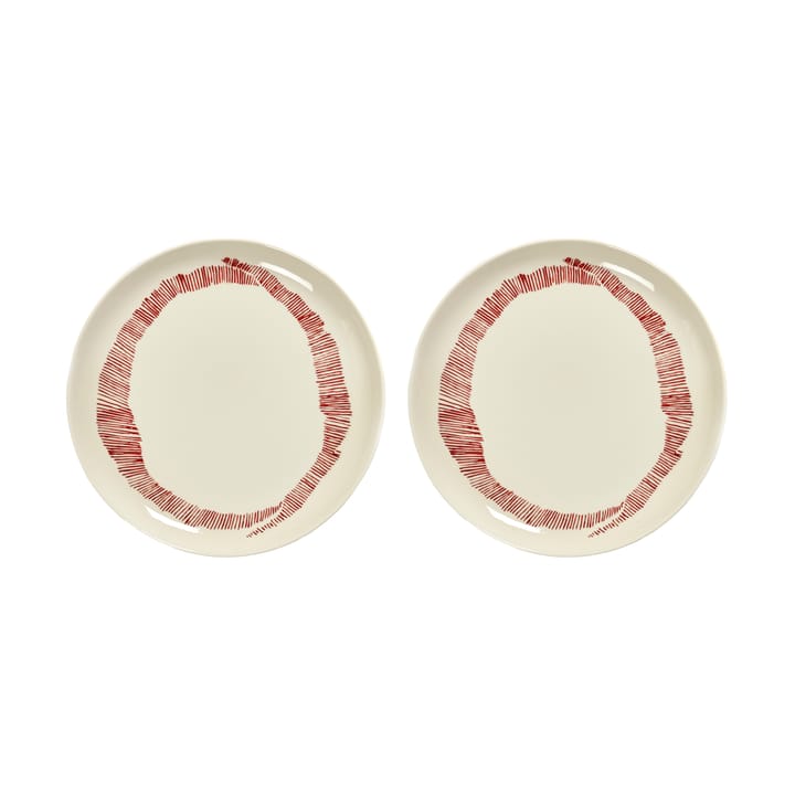 Ottolenghi Feast bord M Ø22,5 cm 2-pack - White stripes-red - Serax