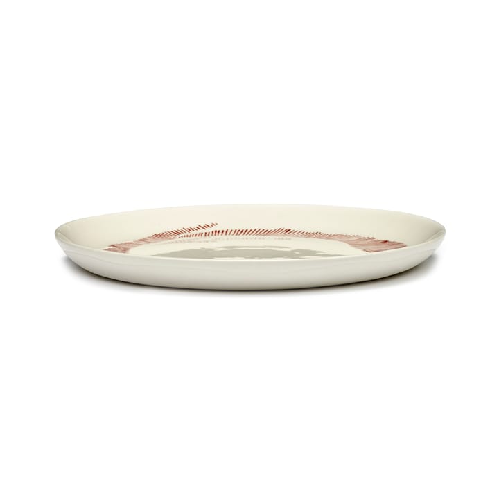 Ottolenghi Feast bord M Ø22,5 cm 2-pack, White stripes-red Serax