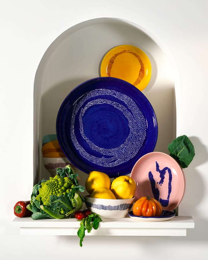 Ottolenghi Feast bord M Ø22,5 cm 2-pack, Yellow stripes-white Serax