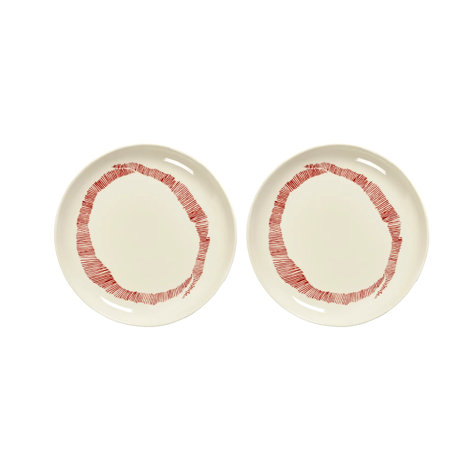 Ottolenghi Feast bord S Ø19 cm 2-pack, White stripes-red Serax