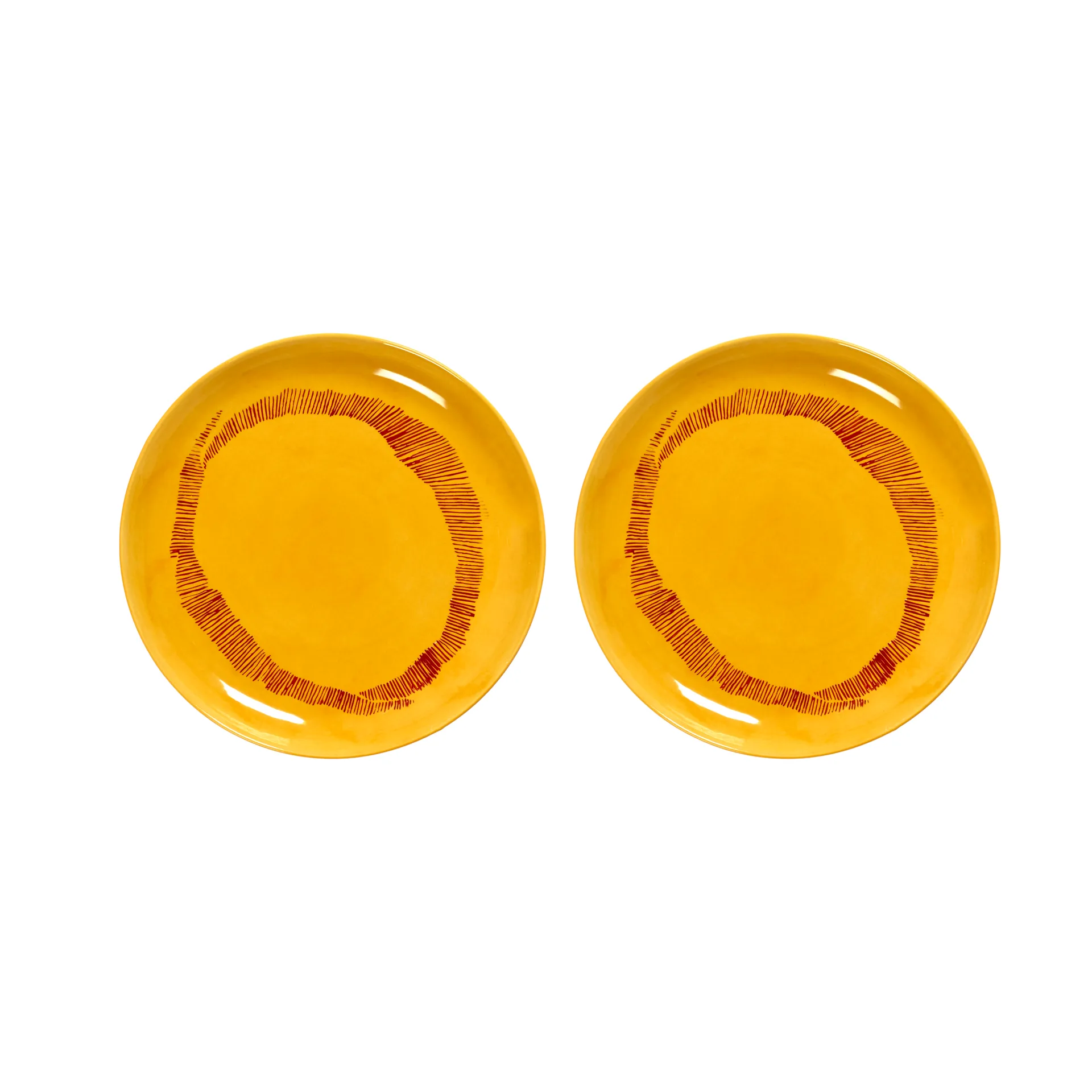 Ottolenghi Feast bord S Ø19 cm 2-pack, Yellow stripes-red Serax