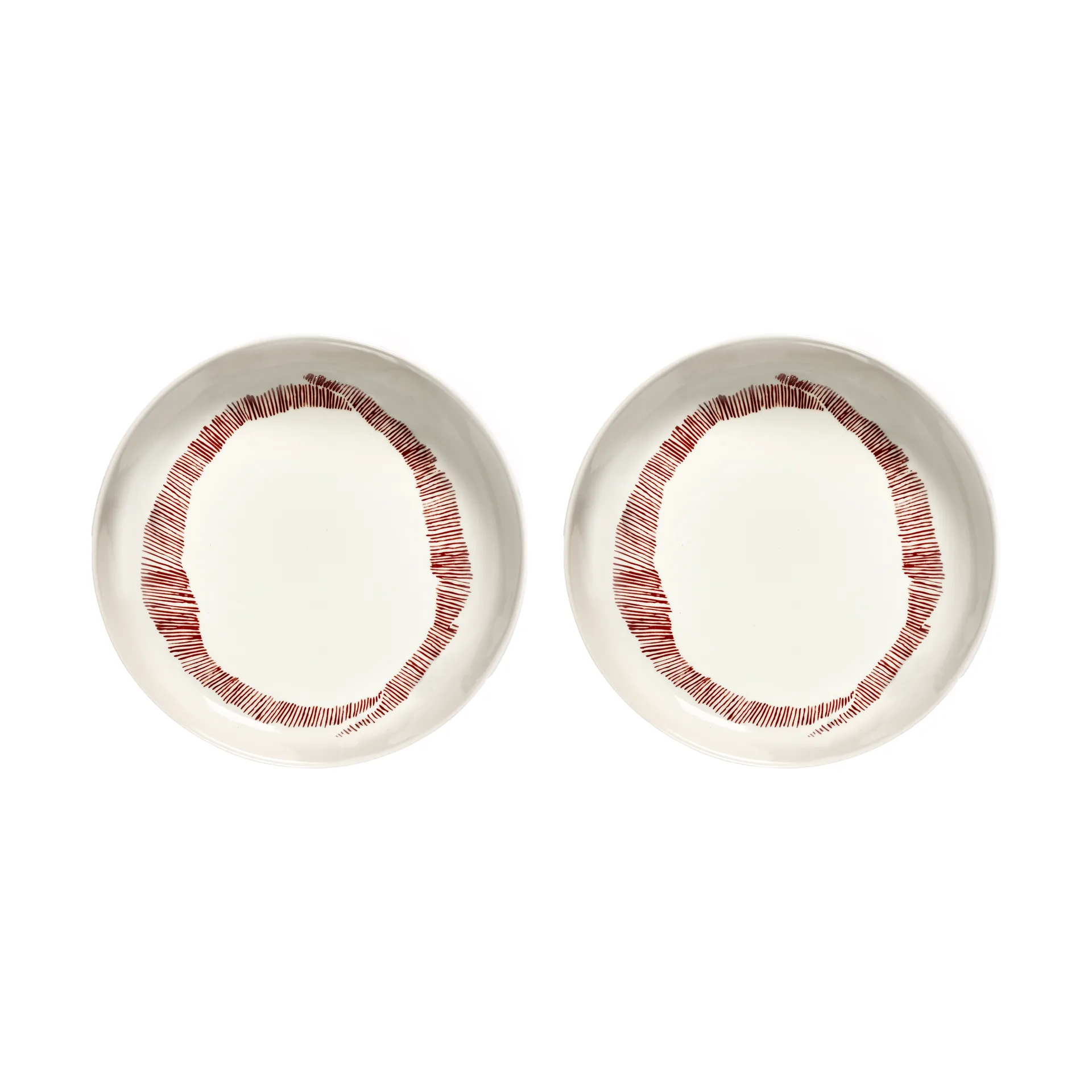 Ottolenghi Feast diep bord Ø22 cm 2-pack, White stripes-red Serax