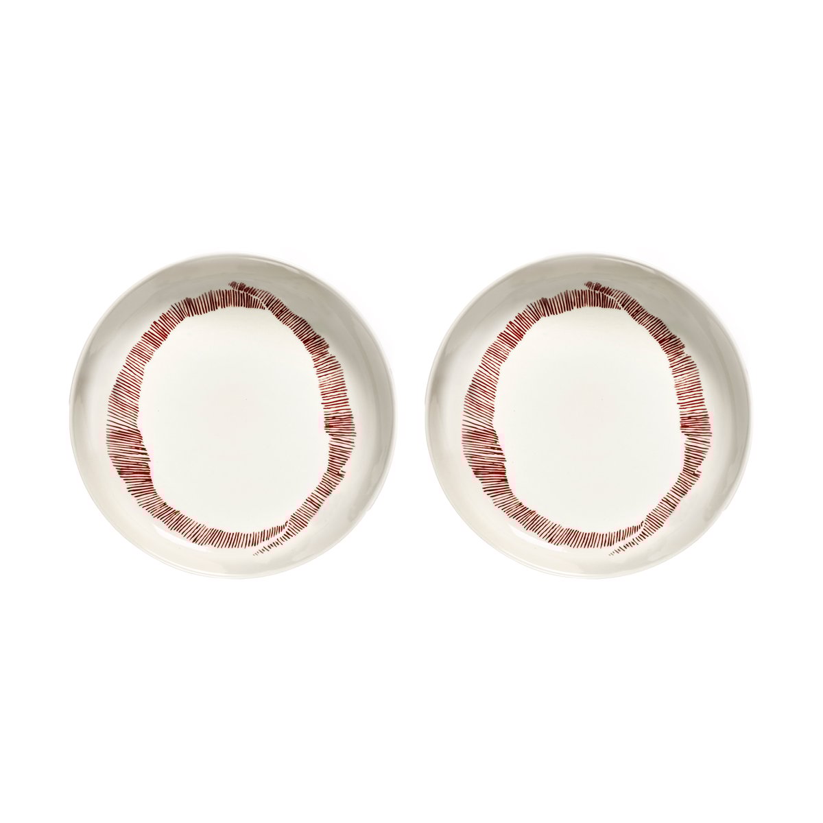 Serax Ottolenghi Feast diep bord Ø22 cm 2-pack White stripes-red